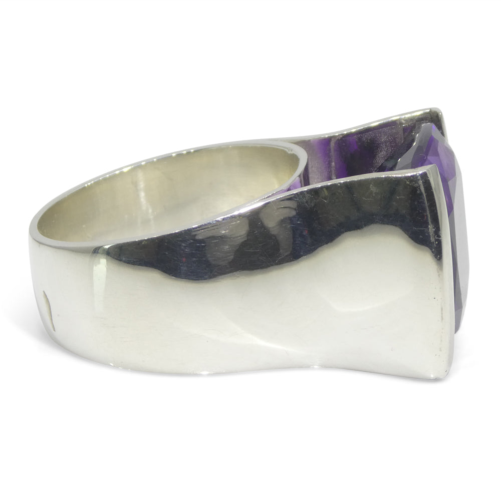19.53ct Cushion Purple Amethyst Statement Ring set in Sterling Silver - Skyjems Wholesale Gemstones