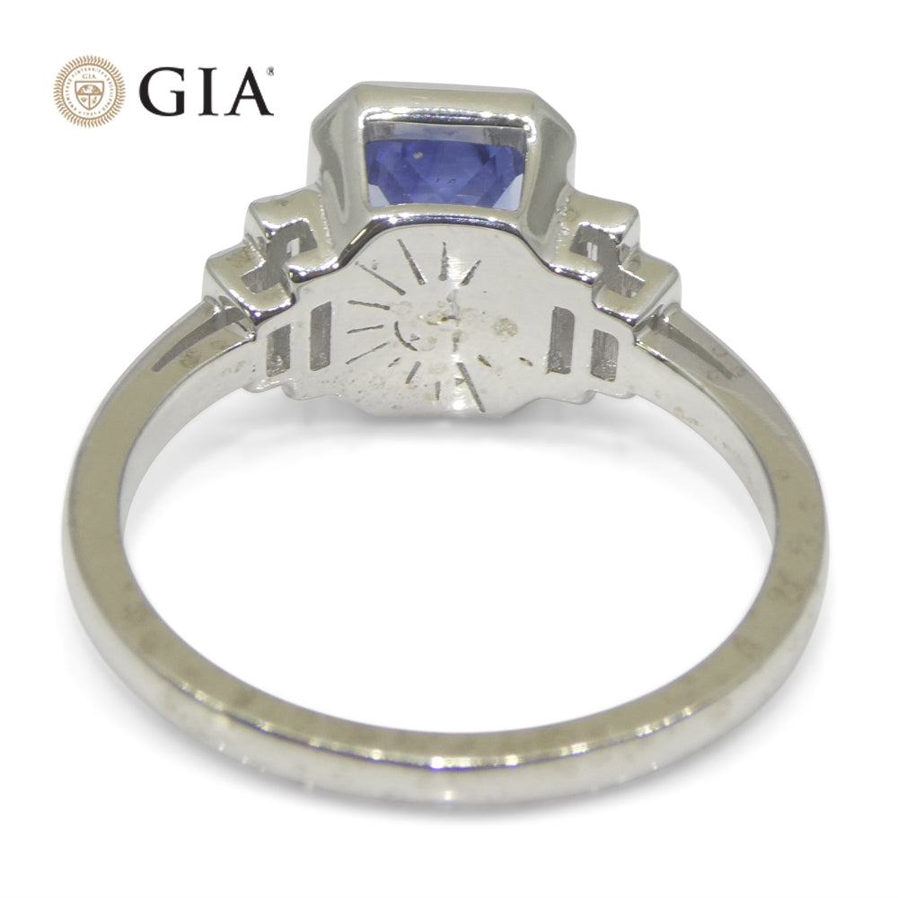 2.54ct Blue Sapphire, Diamond Ring set in 18k White Gold, GIA Certified Sri Lanka - Skyjems Wholesale Gemstones