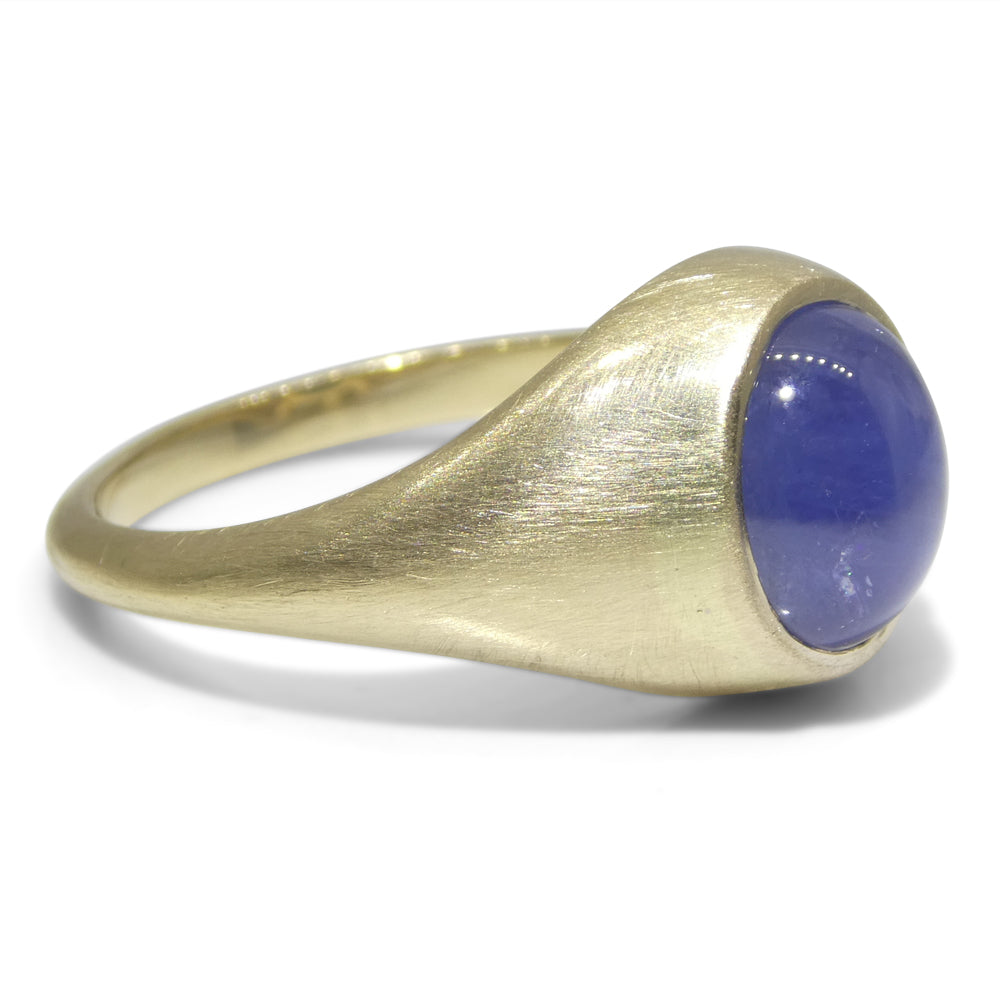 5.30ct Blue Star Sapphire Signet Ring set in 14k Yellow Gold - Skyjems Wholesale Gemstones