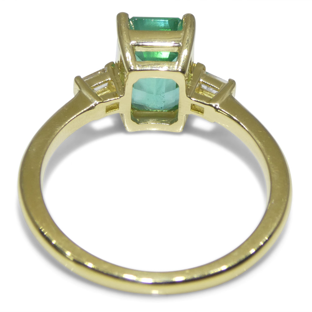 2.07ct Green Emerald, Diamond Engagement Ring set in 18k Yellow Gold - Skyjems Wholesale Gemstones