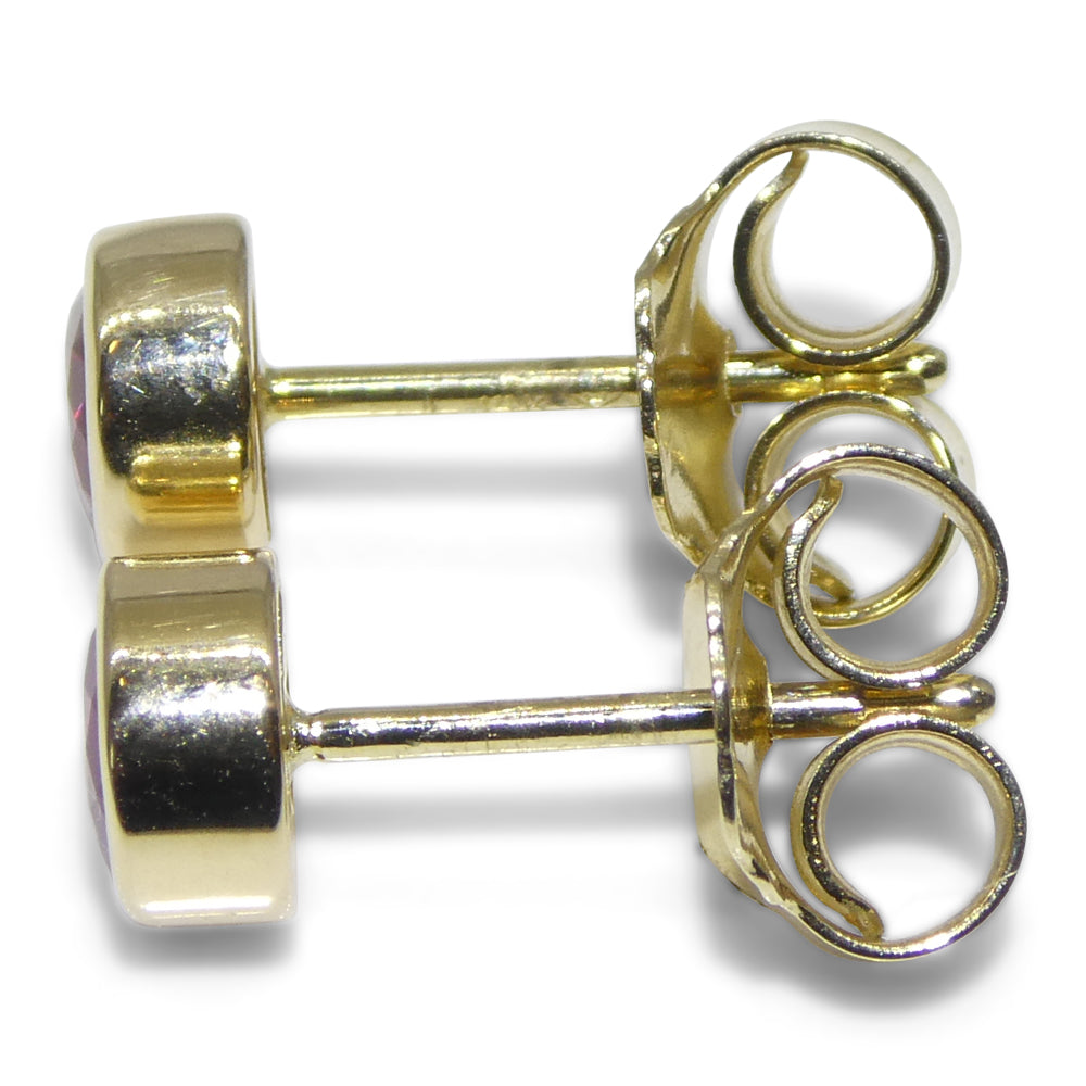 0.59ct Round Red Ruby Stud Earrings set in 14k Yellow Gold - Skyjems Wholesale Gemstones
