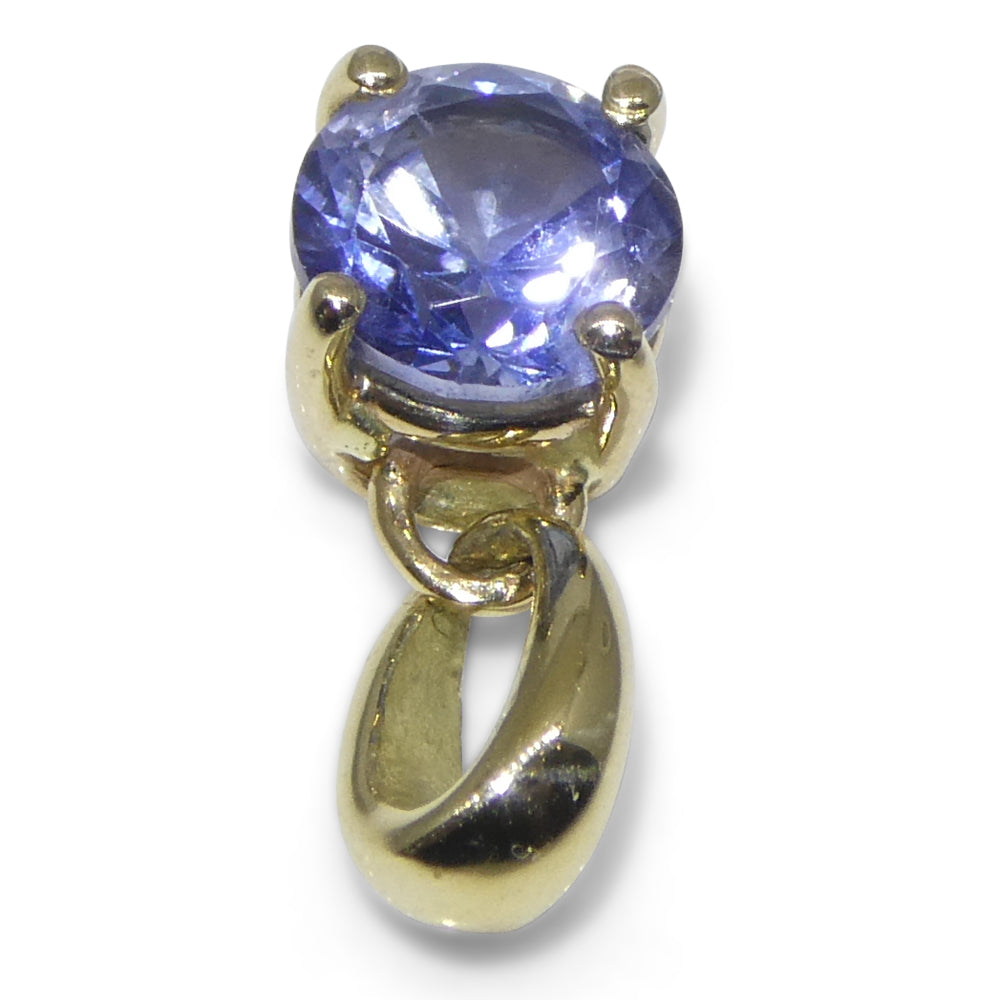 0.61ct Round Blue Sapphire Pendant set in 14k Yellow Gold - Skyjems Wholesale Gemstones
