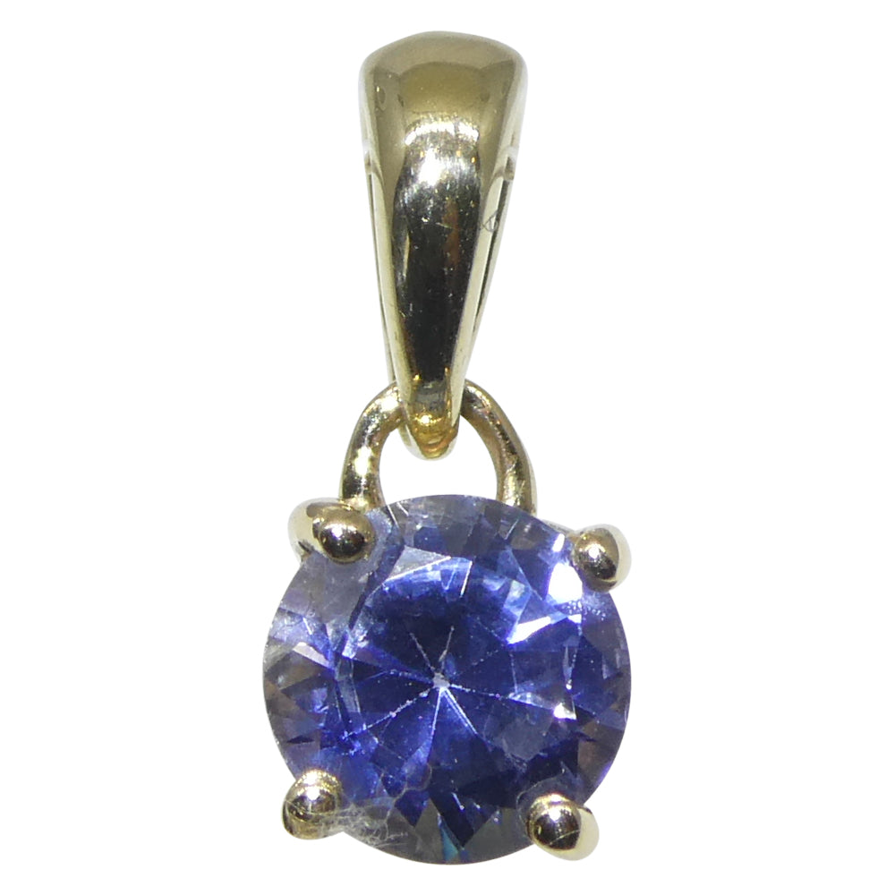 0.61ct Round Blue Sapphire Pendant set in 14k Yellow Gold - Skyjems Wholesale Gemstones