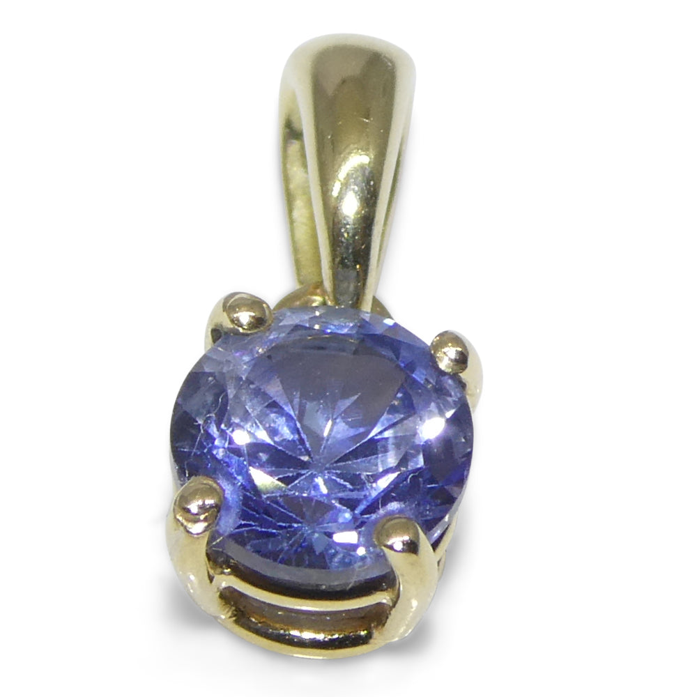 0.61ct Round Blue Sapphire Pendant set in 14k Yellow Gold - Skyjems Wholesale Gemstones