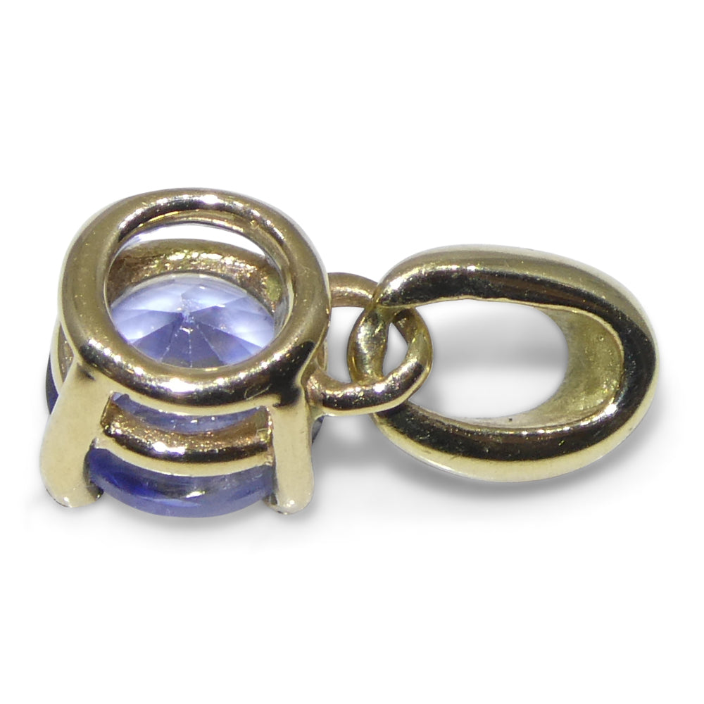 0.61ct Round Blue Sapphire Pendant set in 14k Yellow Gold - Skyjems Wholesale Gemstones