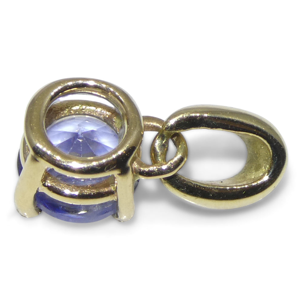 0.61ct Round Blue Sapphire Pendant set in 14k Yellow Gold - Skyjems Wholesale Gemstones