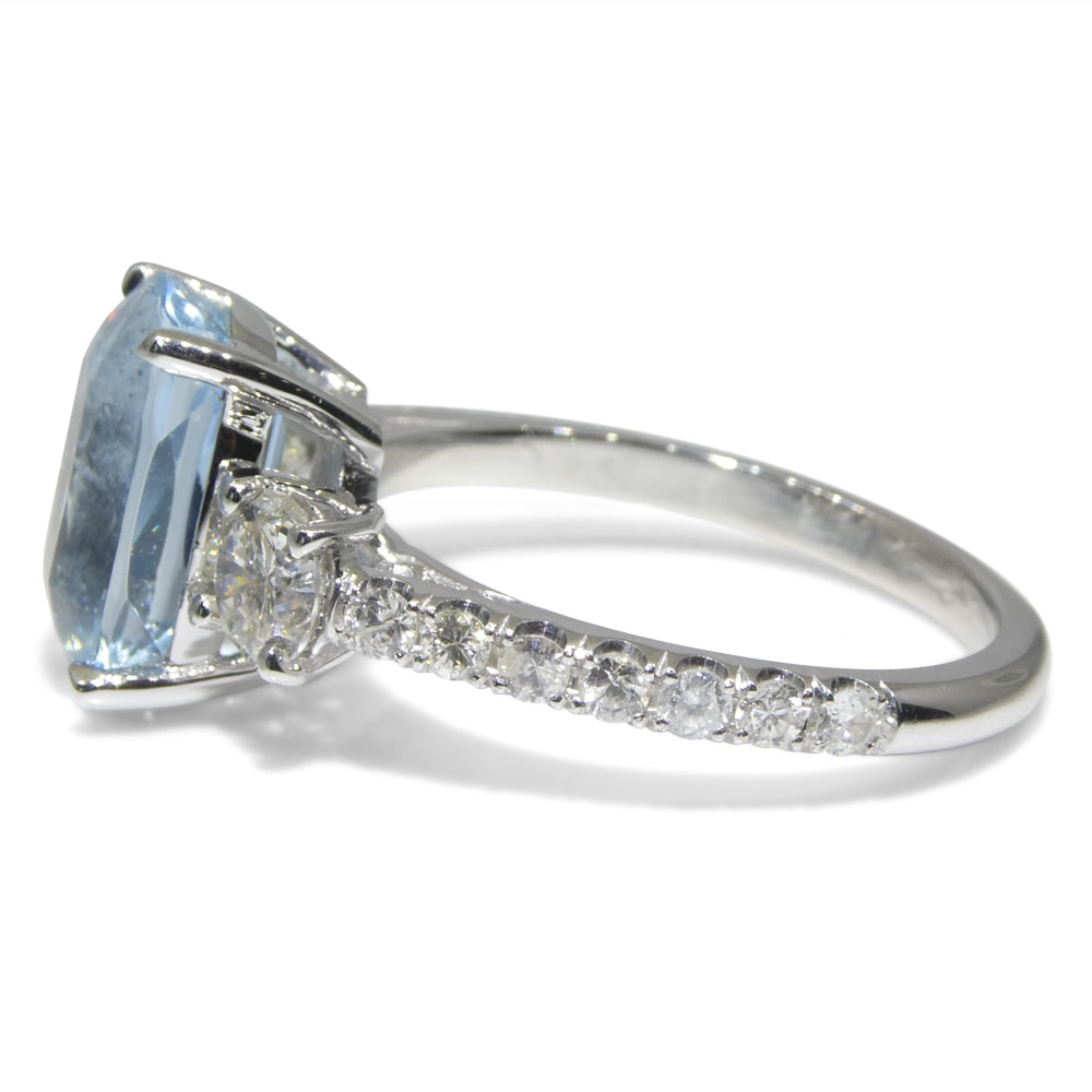 3.16ct Cushion Blue Aquamarine, Diamond Engagement Ring set in 14k White Gold - Skyjems Wholesale Gemstones
