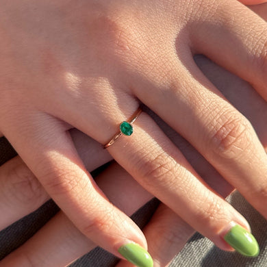 Colombian Emerald Stacker Ring set in 10kt Pink/Rose Gold - Skyjems Wholesale Gemstones
