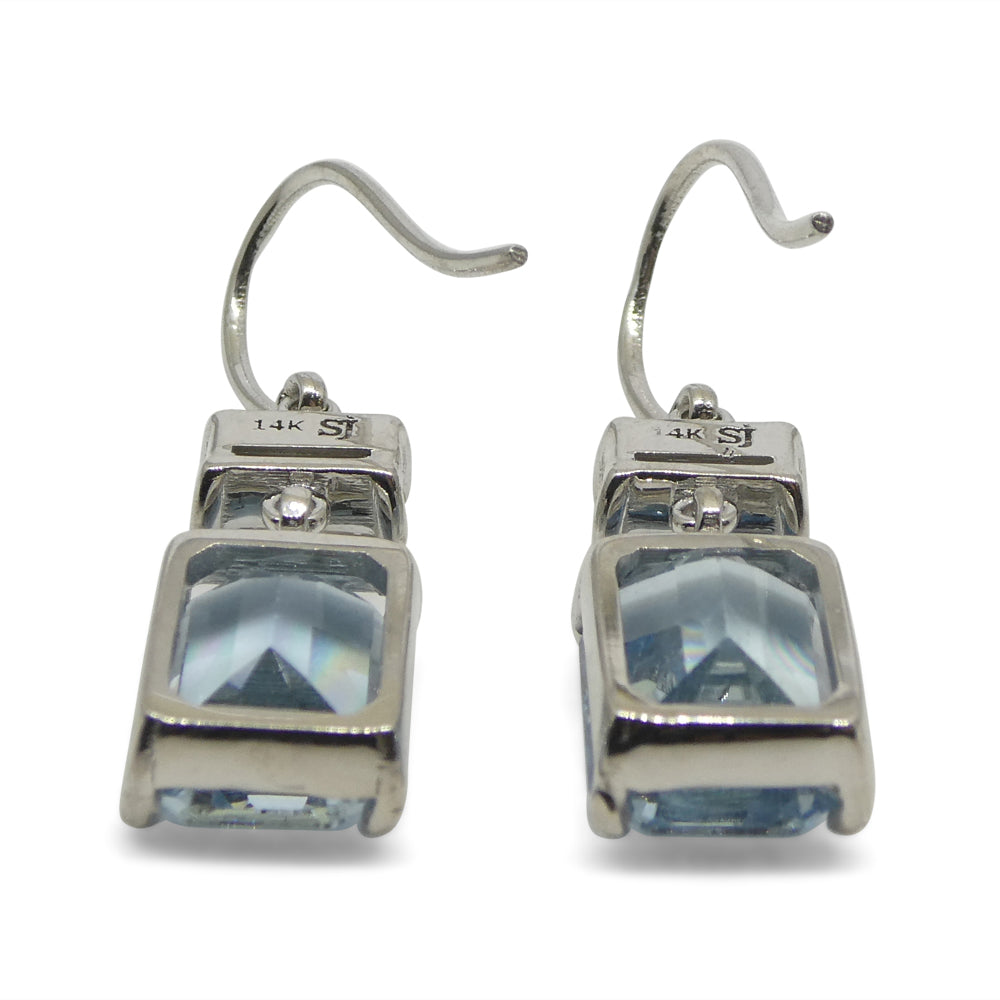 5.53ct Blue Aquamarine & Yellow Sapphire Earrings set in 14k White Gold - Skyjems Wholesale Gemstones