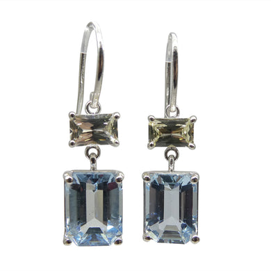 5.53ct Blue Aquamarine & Yellow Sapphire Earrings set in 14k White Gold - Skyjems Wholesale Gemstones