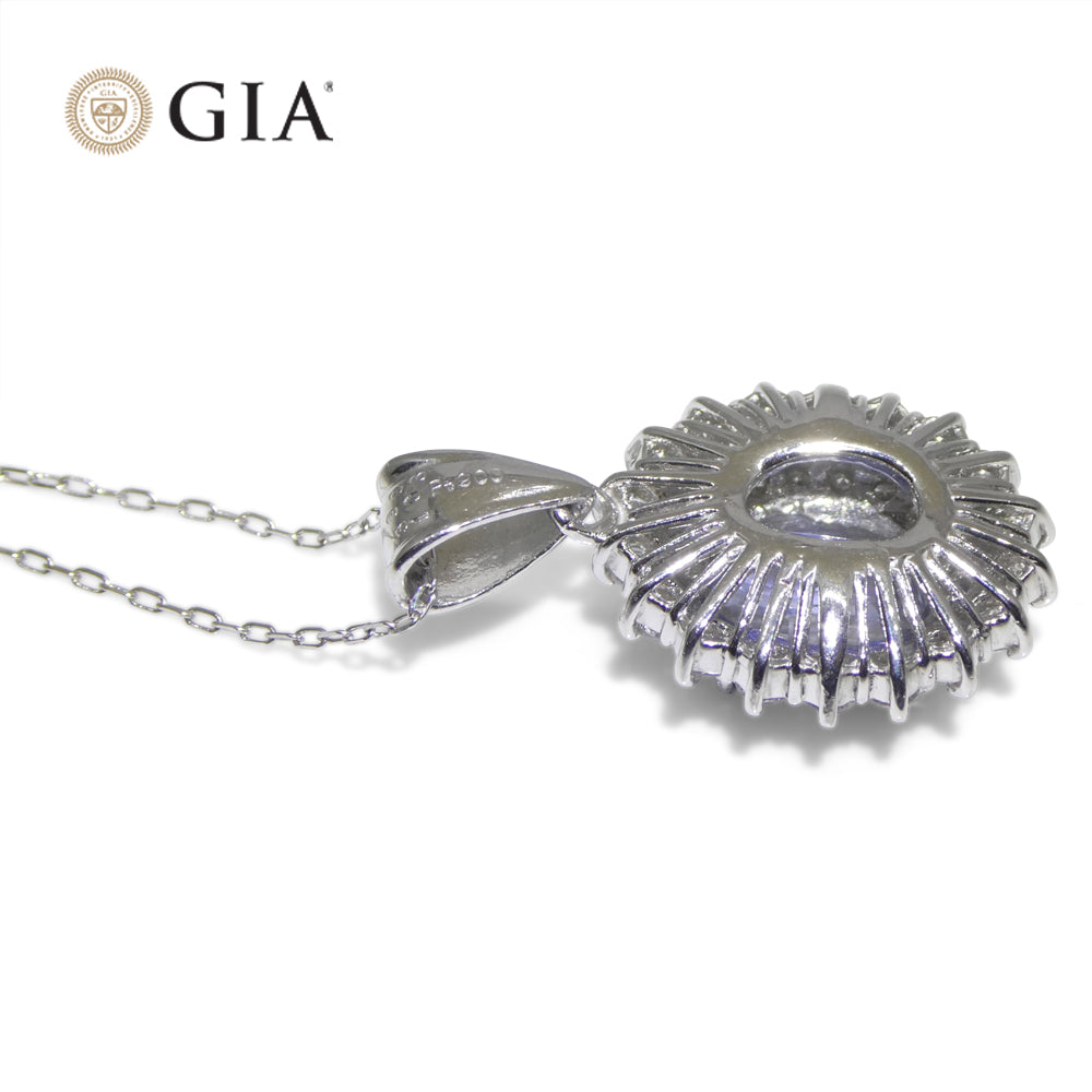 3.89ct Oval Blue Sapphire, Diamond Pendant set in Platinum, GIA Certified Madagascar