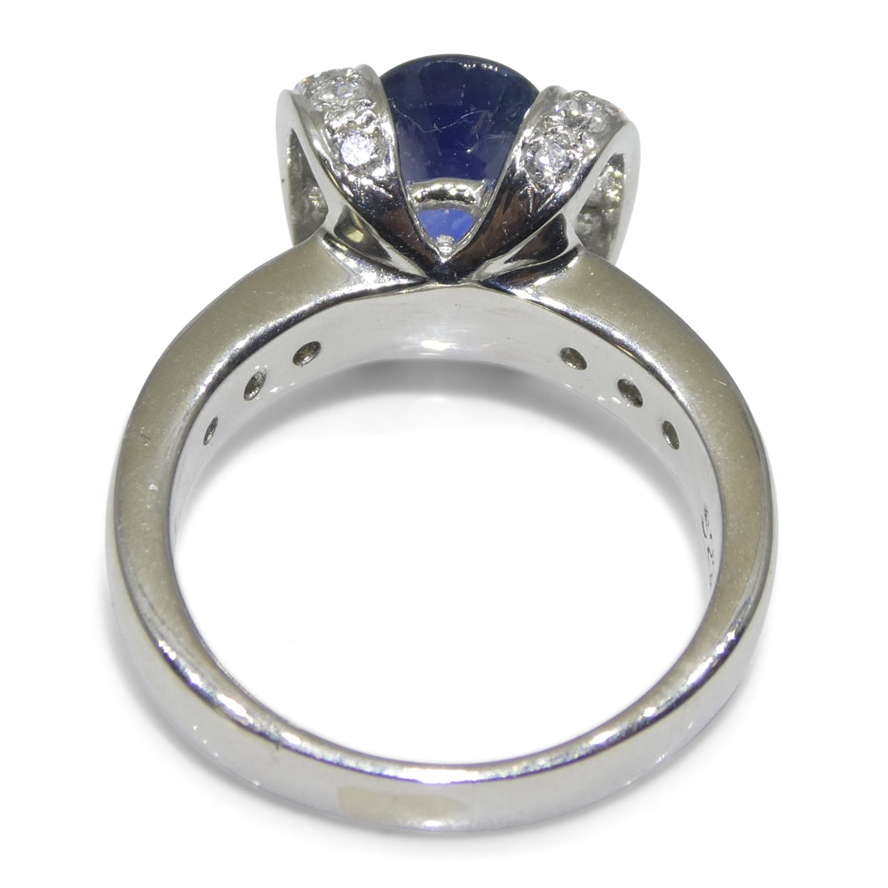 2.00ct Oval Blue Sapphire, Diamond Engagement Ring set in Platinum - Skyjems Wholesale Gemstones