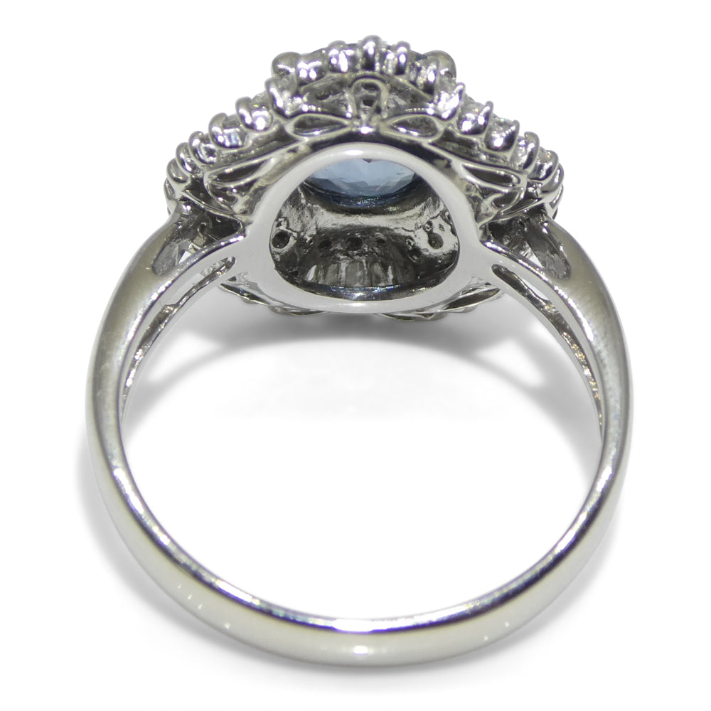 2.01ct Oval Blue Sapphire, Diamond Engagement Ring set in Platinum