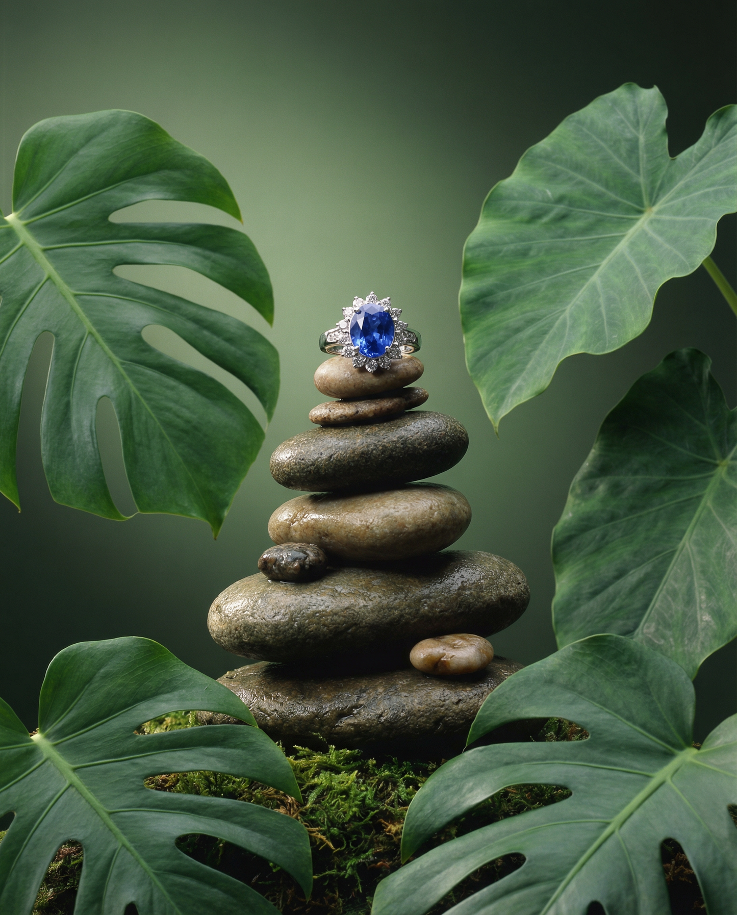 3.87ct Cushion Blue Sapphire, Diamond Engagement Ring set in Platinum, GIA Certified Sri Lanka