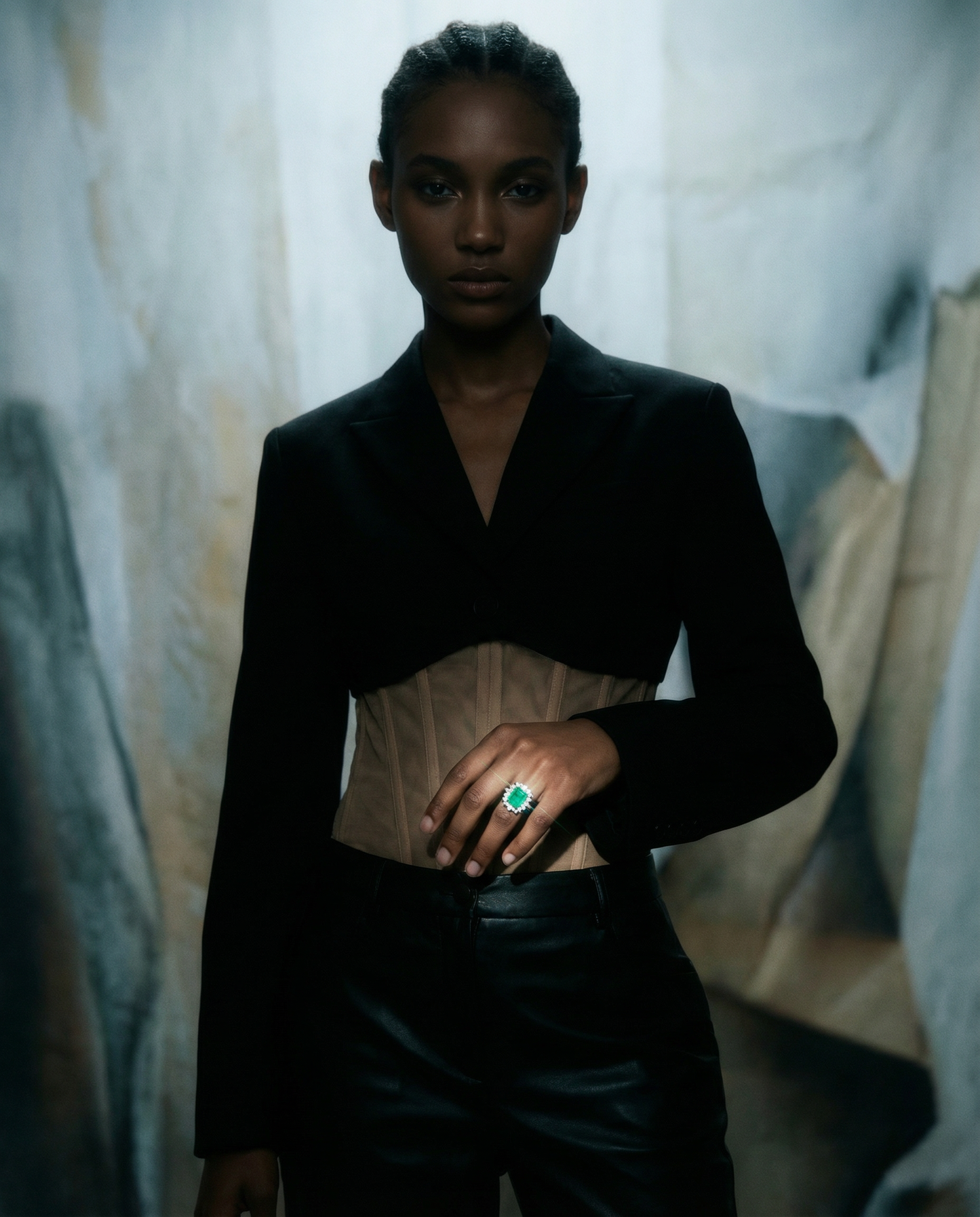 2.74ct Green Emerald, Diamond Engagement Ring set in Platinum, GIA Certified Colombian