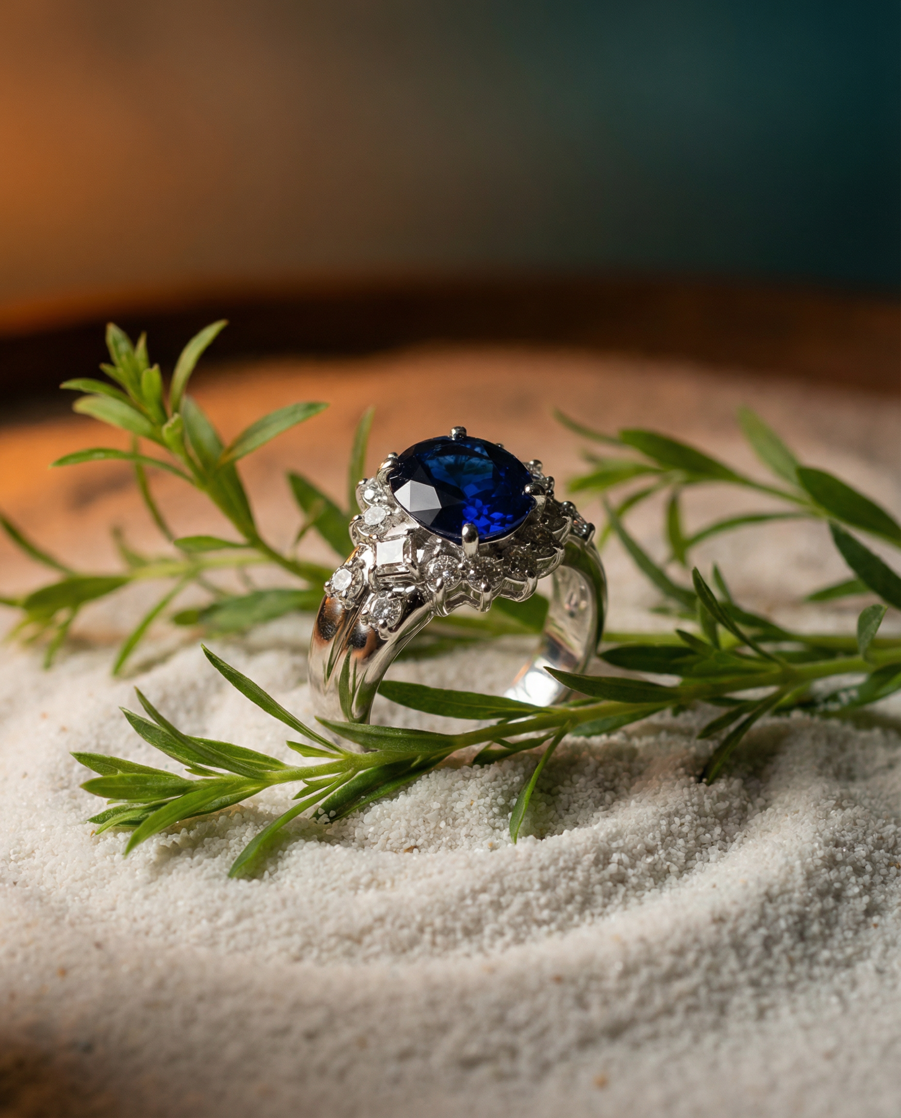 3.23ct Cushion Blue Sapphire, Diamond Engagement Ring set in Platinum, GIA Certified Thailand - Skyjems Wholesale Gemstones