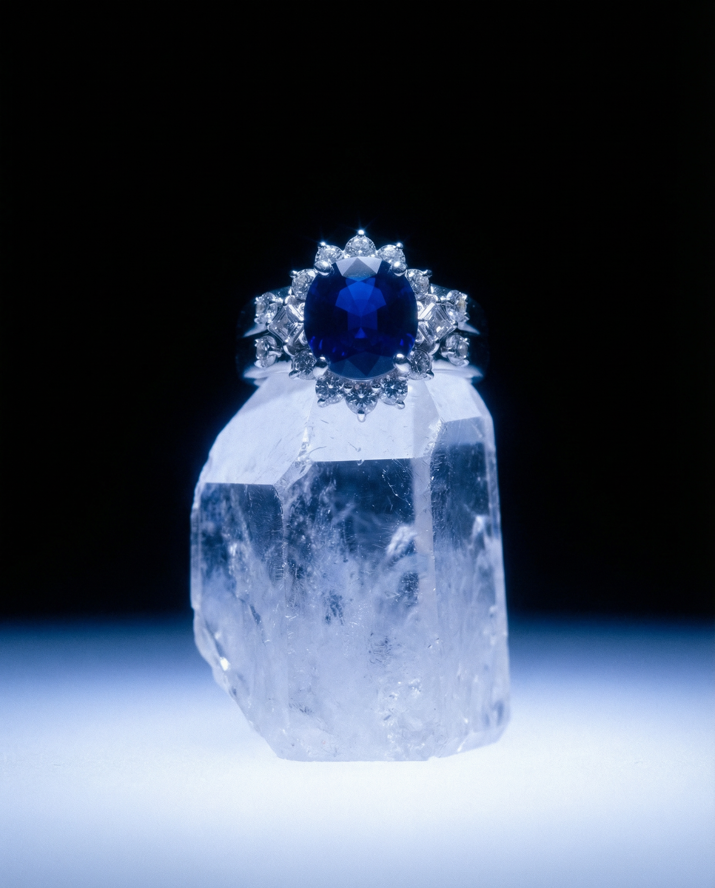 3.23ct Cushion Blue Sapphire, Diamond Engagement Ring set in Platinum, GIA Certified Thailand