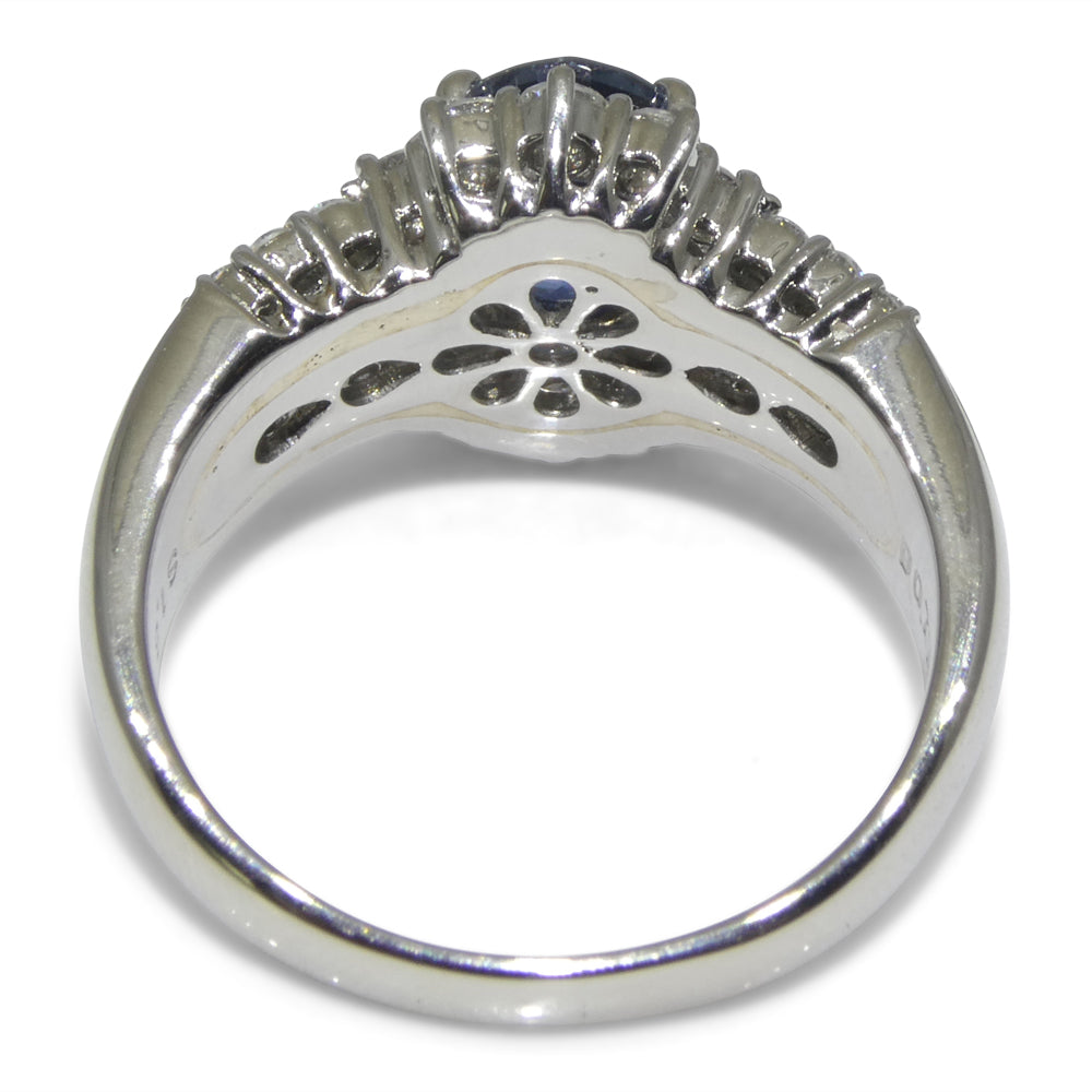 1.80ct Oval Blue Sapphire, Diamond Engagement Ring set in Platinum - Skyjems Wholesale Gemstones