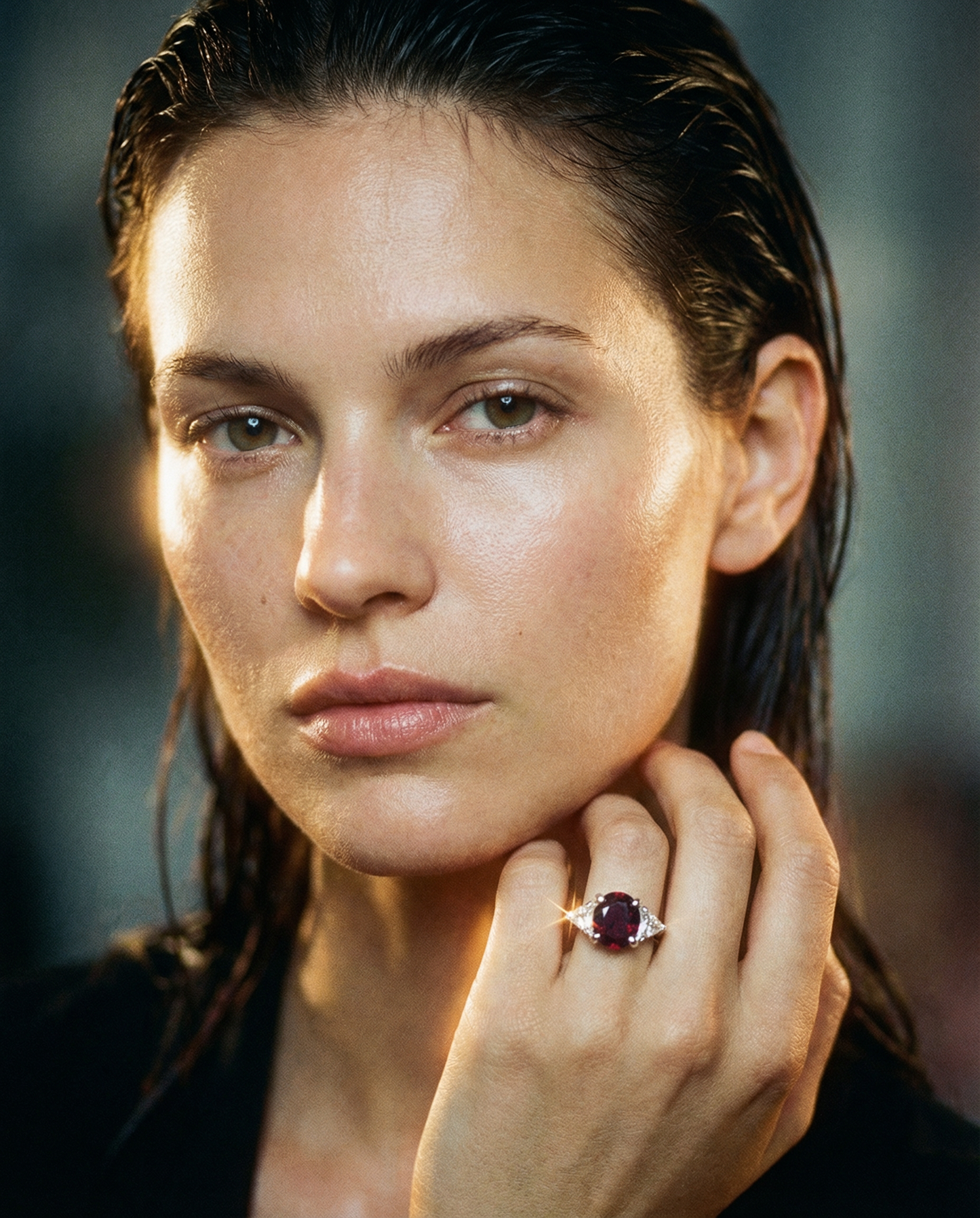 2.18ct Oval Red Ruby, Diamond Three Stone Engagement Ring set in Platinum, GIA Certified Unheated, Madagascar