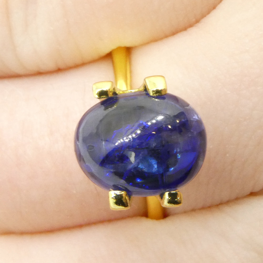 3.8ct Blue Kyanite Oval Cabochon from Brazil, premium single gemstone by SkyJems Canadian gem specialists