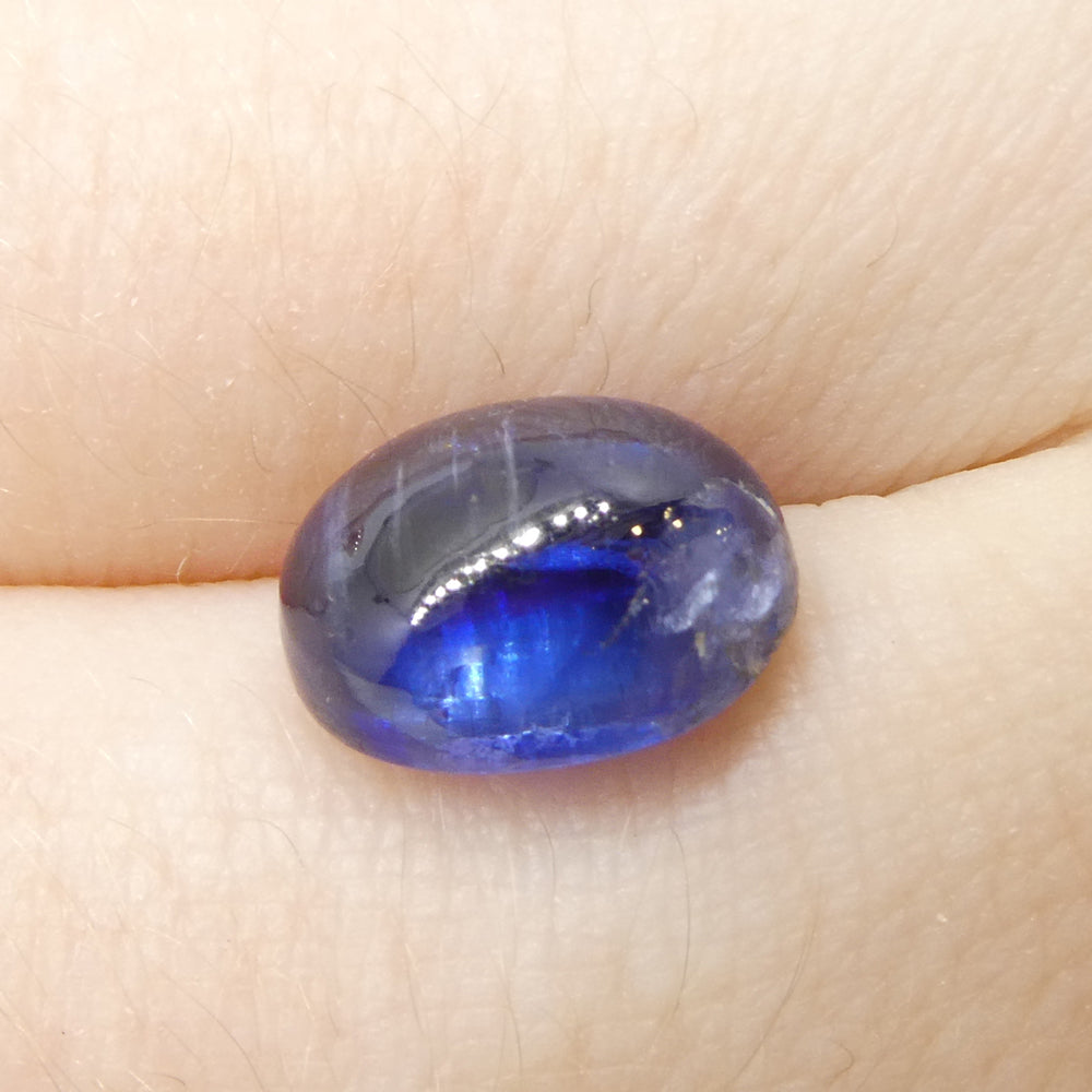 4.92ct Oval Cabochon Blue Kyanite from Brazil - Skyjems Wholesale Gemstones