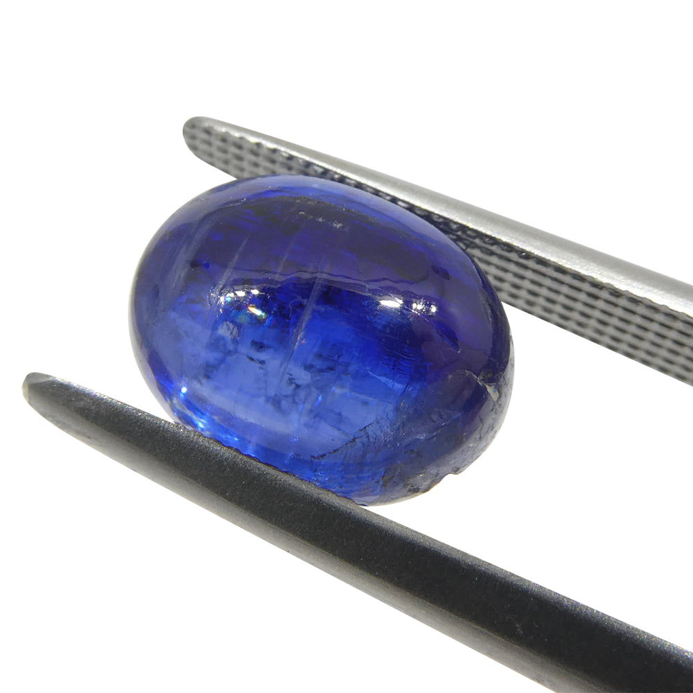 4.92ct Oval Cabochon Blue Kyanite from Brazil - Skyjems Wholesale Gemstones