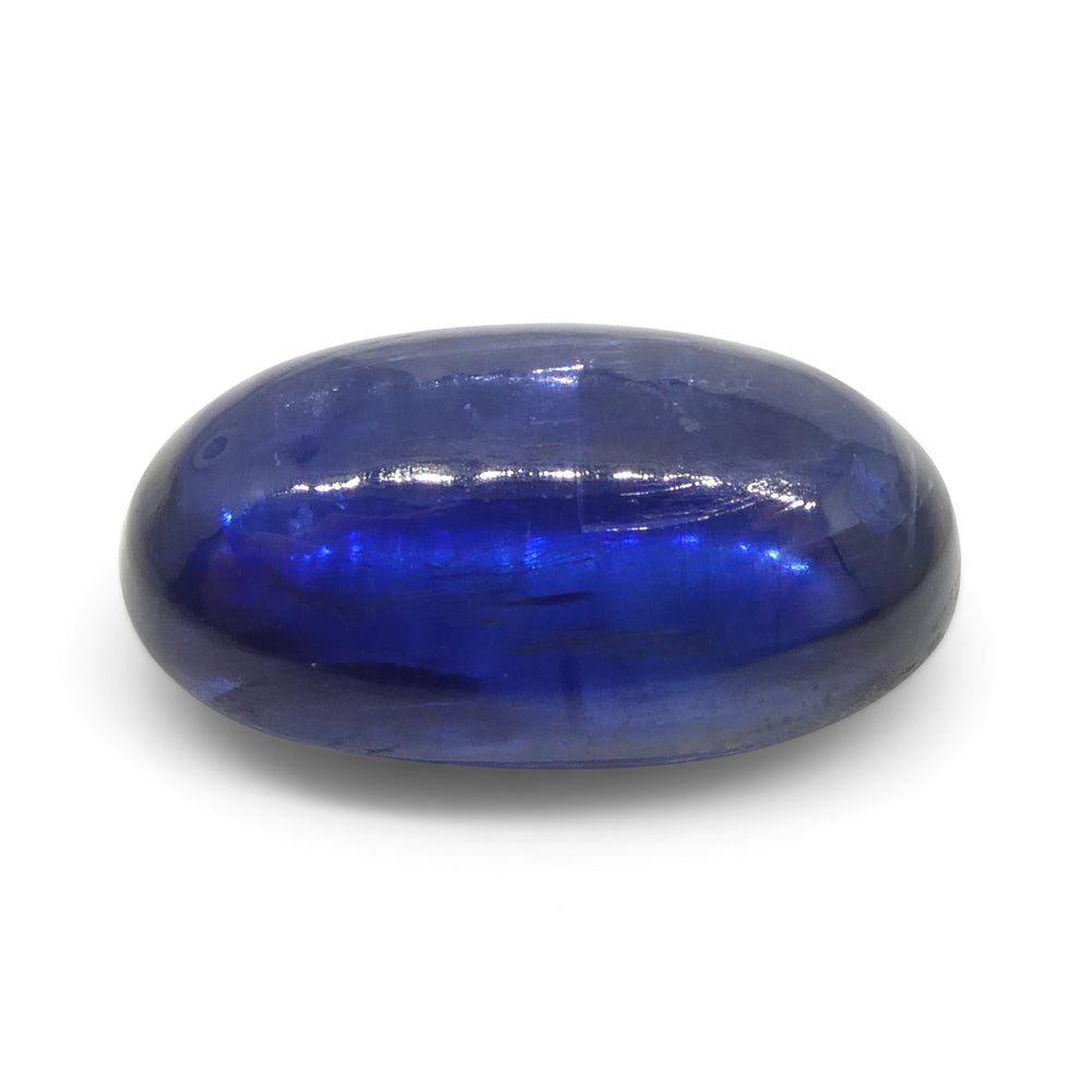 5.33ct Blue Kyanite Oval Cabochon from Brazil, rare medium-dark gemstone by SkyJems Canadian gem specialists