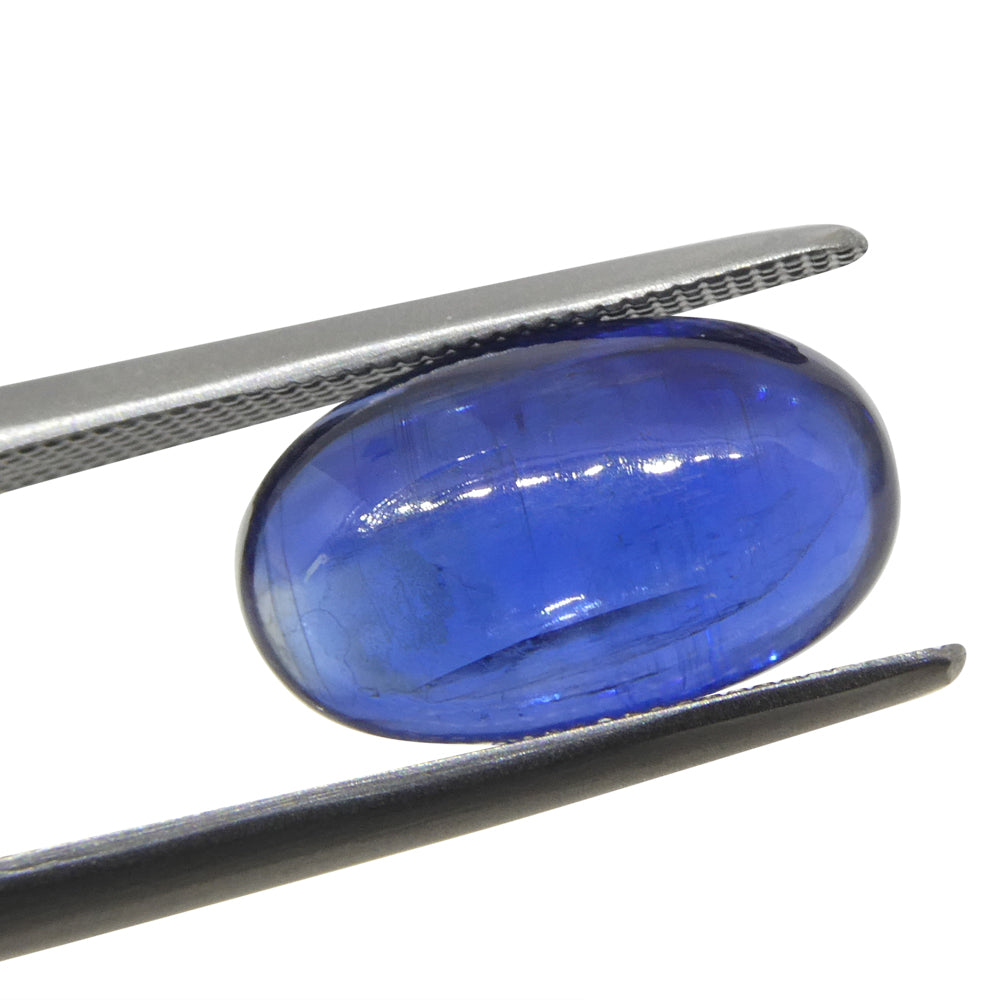 5.33ct Brazilian Blue Kyanite Oval Cabochon Gemstone from SkyJems, Rare Unheated Blue-Green Collector's Stone