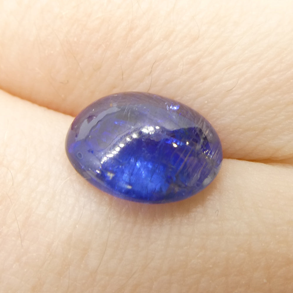 3.94ct Oval Cabochon Blue Kyanite from Brazil - Skyjems Wholesale Gemstones