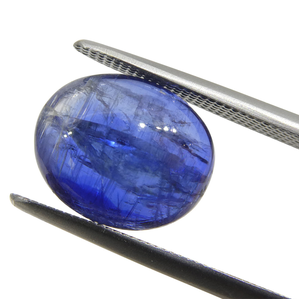 3.94ct Oval Cabochon Blue Kyanite from Brazil - Skyjems Wholesale Gemstones