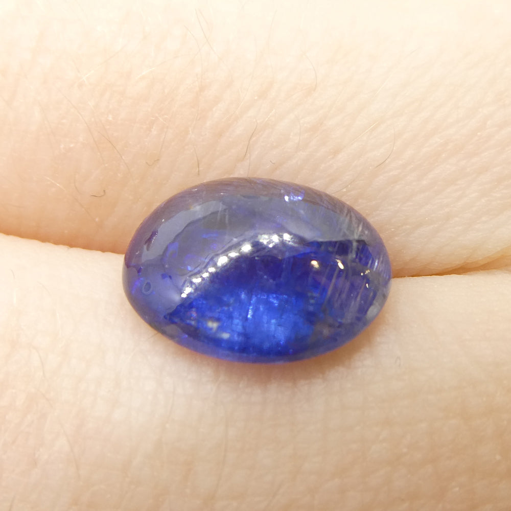 3.94ct Oval Cabochon Blue Kyanite from Brazil - Skyjems Wholesale Gemstones