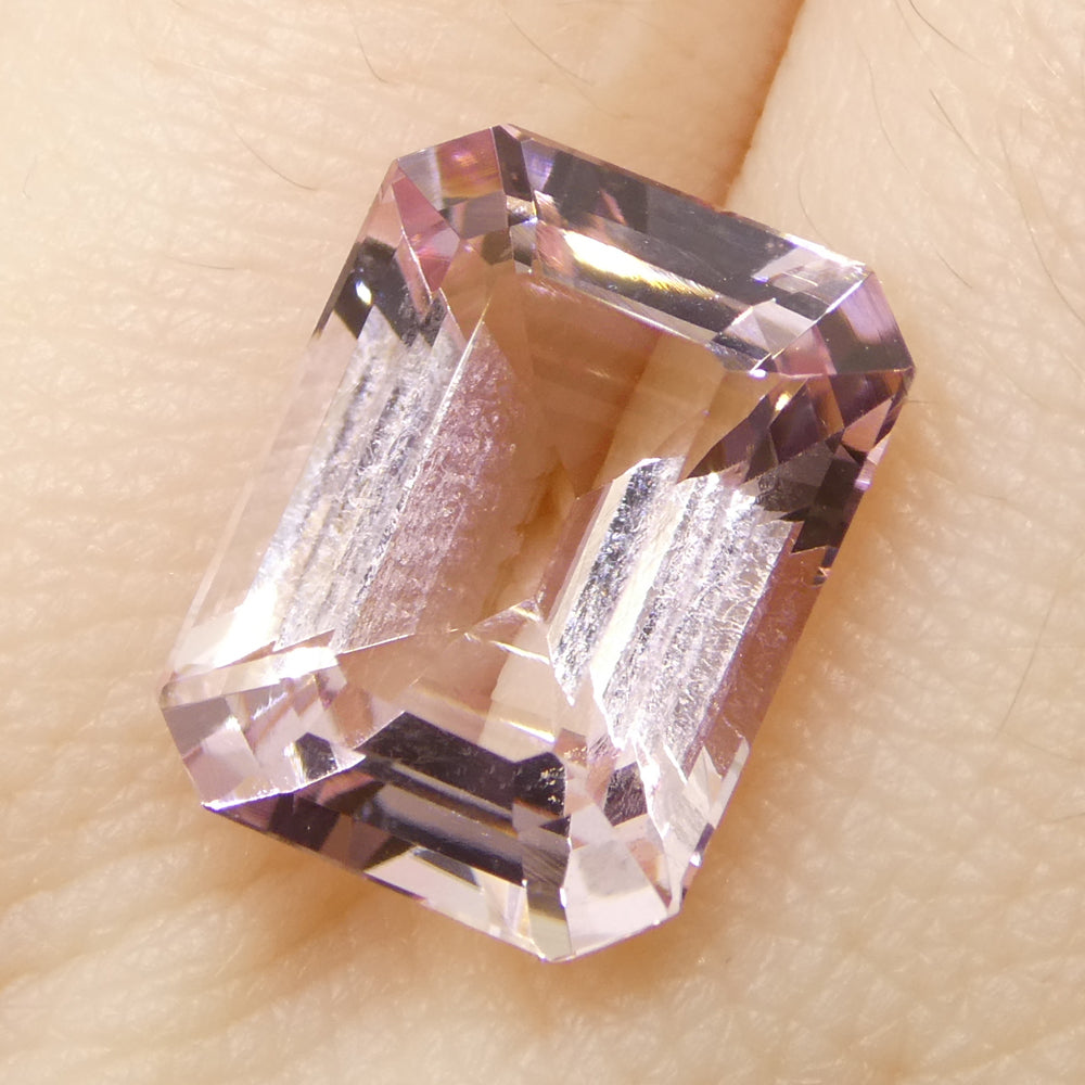 5.85ct Octagonal/Emerald Cut Orangy Pink Morganite from Brazil, Unheated - Skyjems Wholesale Gemstones