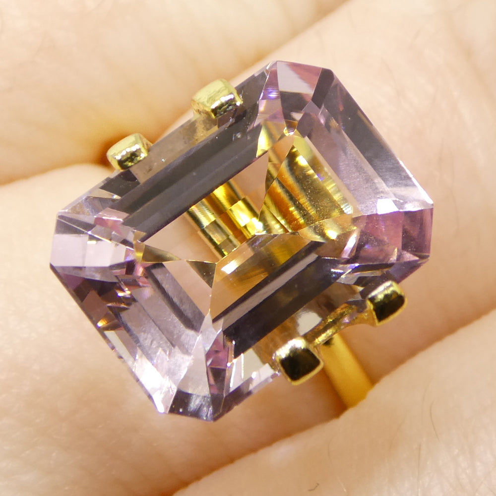 5.85ct Octagonal/Emerald Cut Orangy Pink Morganite from Brazil, Unheated - Skyjems Wholesale Gemstones