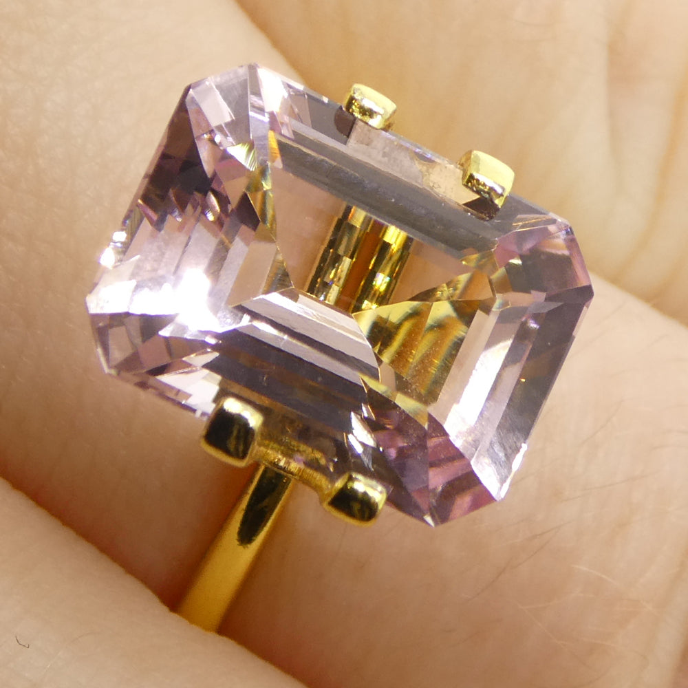 5.85ct Octagonal/Emerald Cut Orangy Pink Morganite from Brazil, Unheated - Skyjems Wholesale Gemstones