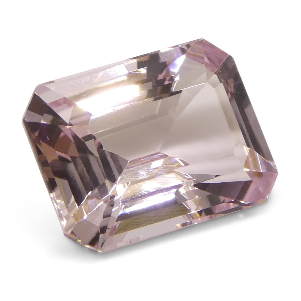 5.85ct Octagonal/Emerald Cut Orangy Pink Morganite from Brazil, Unheated - Skyjems Wholesale Gemstones