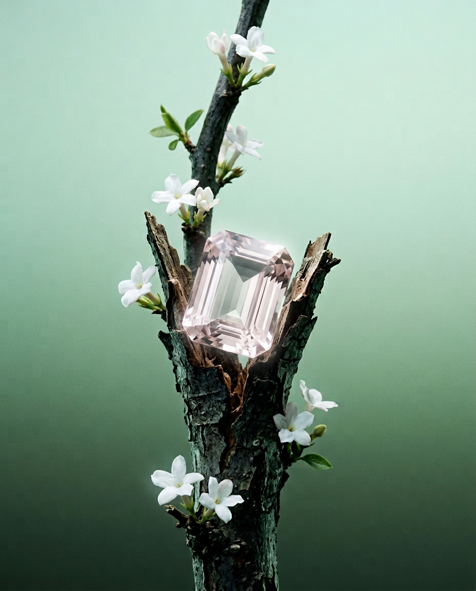 SkyJems 5.85ct Brazilian Orangy Pink Morganite, Octagonal Emerald Cut Beryl Gemstone for Fine Jewelry