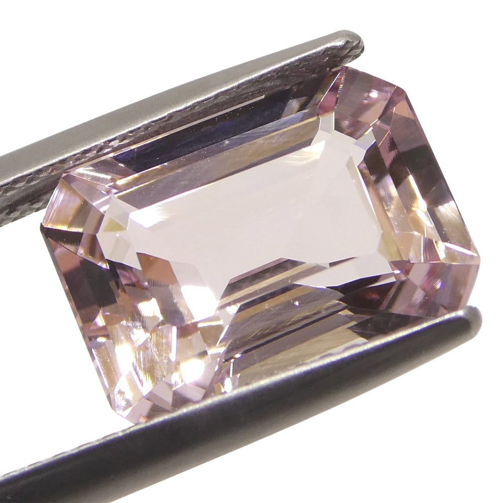 5.85ct Octagonal/Emerald Cut Orangy Pink Morganite from Brazil, Unheated - Skyjems Wholesale Gemstones