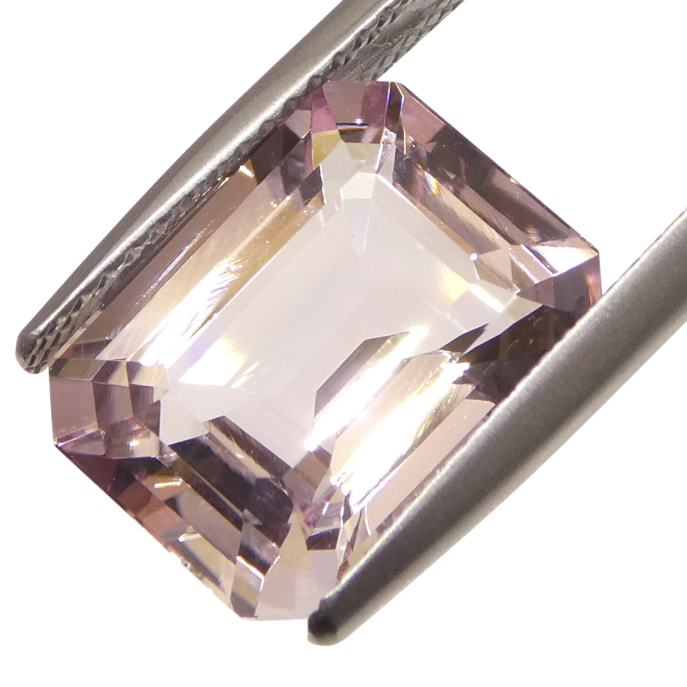 5.85ct Octagonal/Emerald Cut Orangy Pink Morganite from Brazil, Unheated - Skyjems Wholesale Gemstones