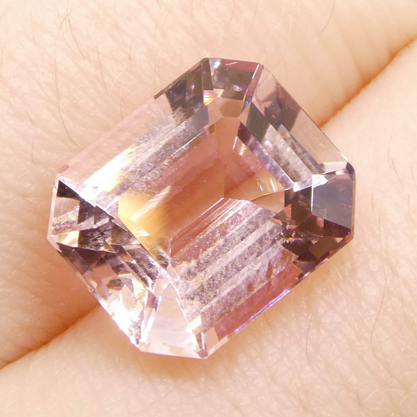 4.88ct Octagonal/Emerald Cut Orangy Pink Morganite from Brazil, Unheated - Skyjems Wholesale Gemstones