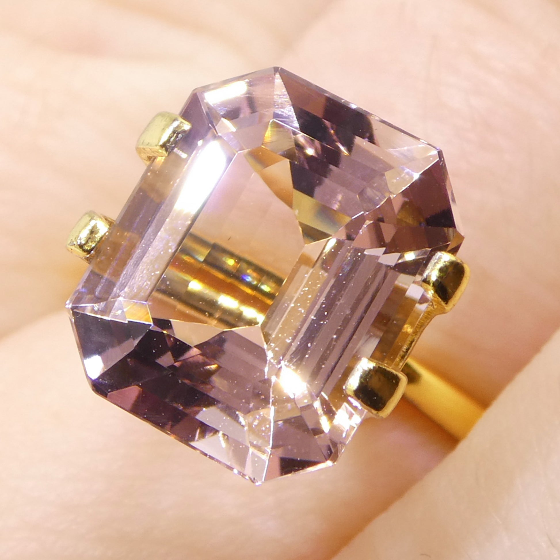 4.88ct Octagonal/Emerald Cut Orangy Pink Morganite from Brazil, Unheated - Skyjems Wholesale Gemstones