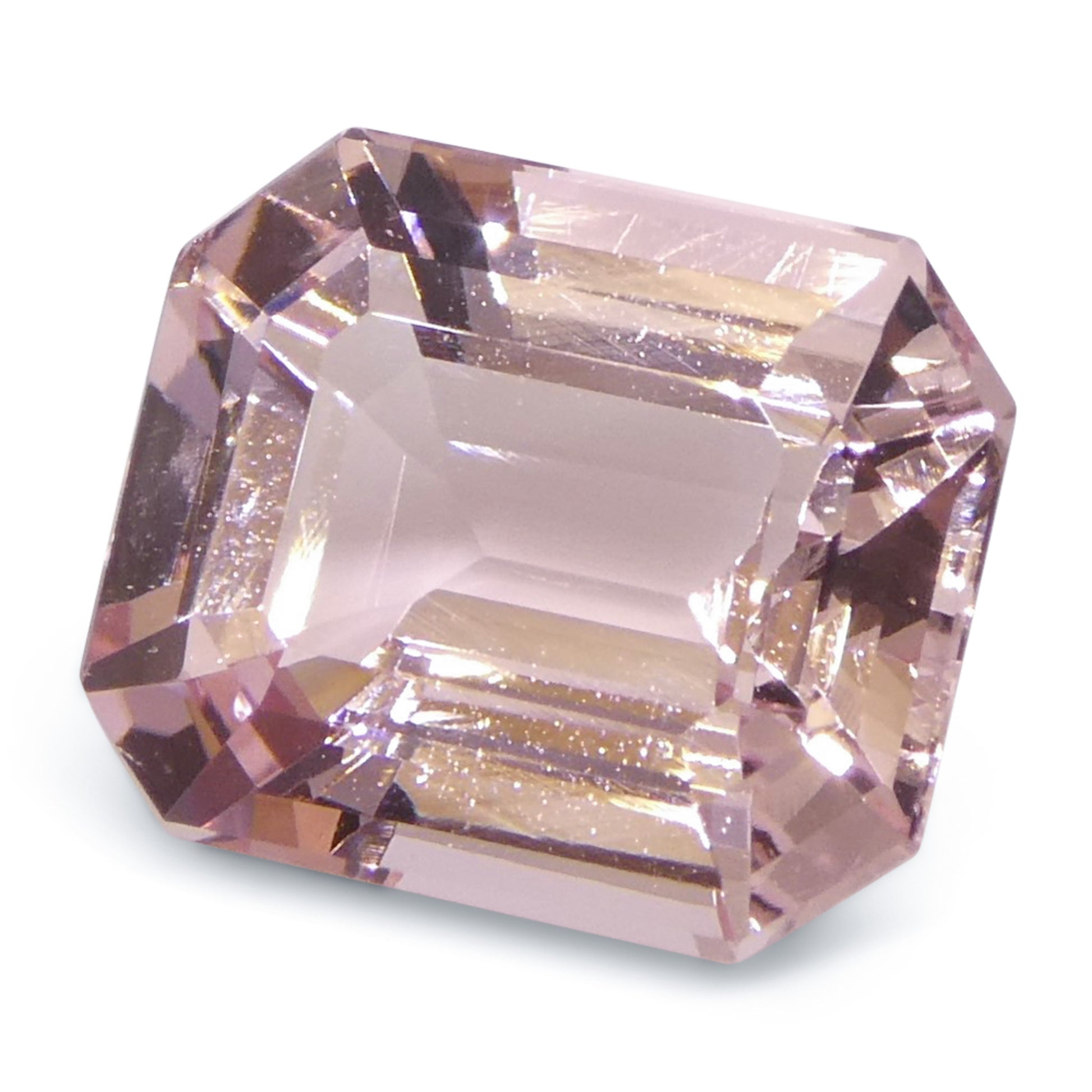 4.88ct Octagonal/Emerald Cut Orangy Pink Morganite from Brazil, Unheated - Skyjems Wholesale Gemstones