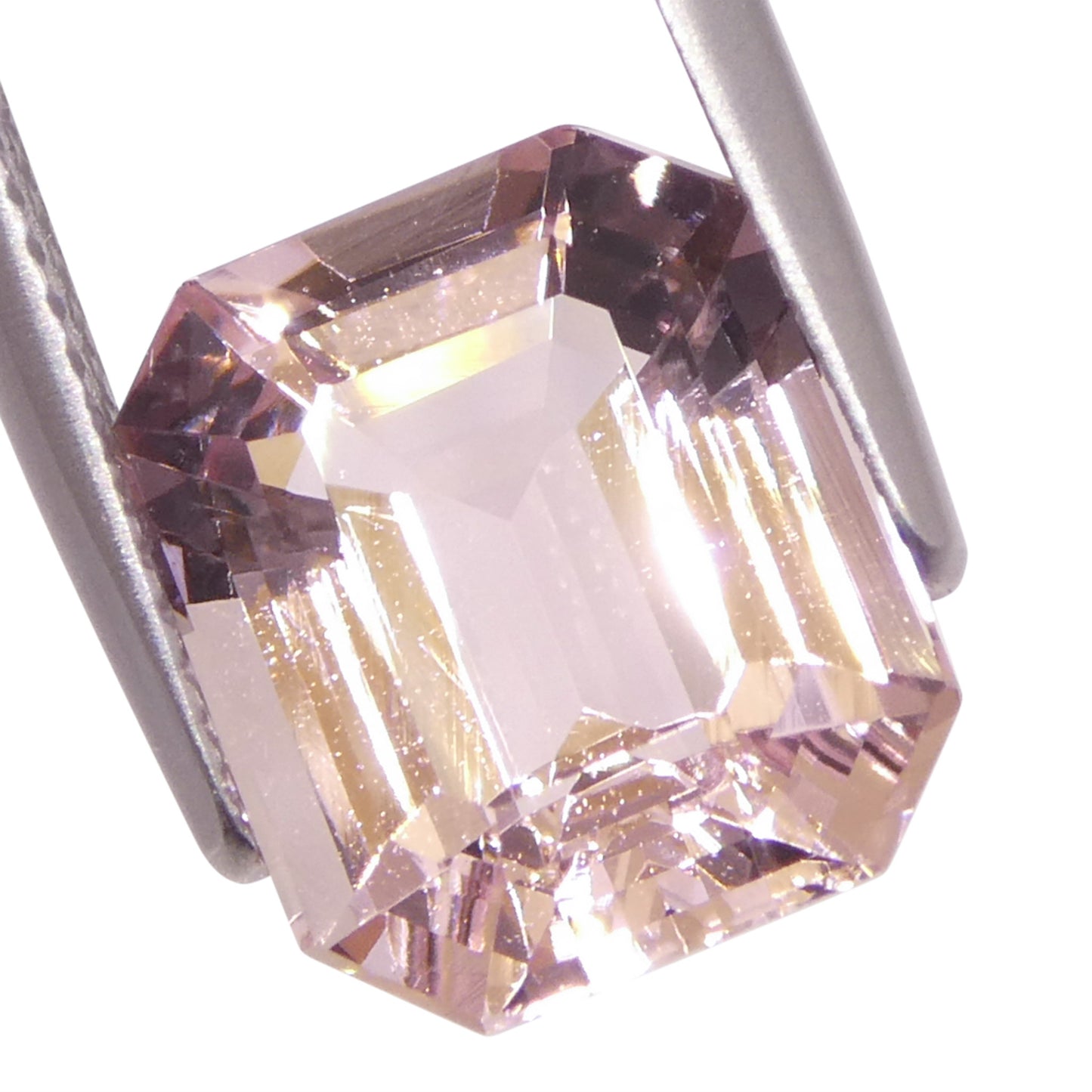 4.88ct Octagonal/Emerald Cut Orangy Pink Morganite from Brazil, Unheated - Skyjems Wholesale Gemstones