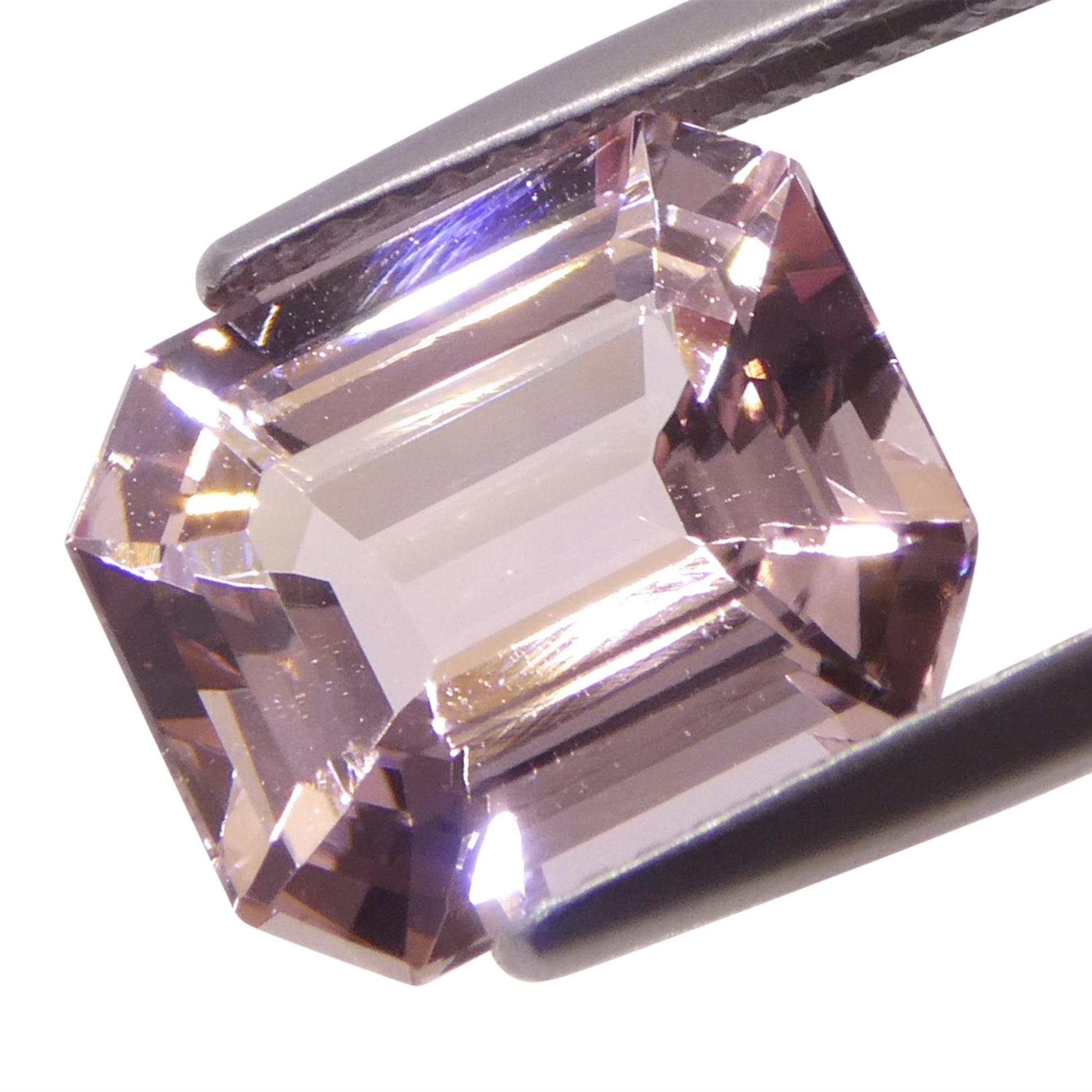 4.88ct Octagonal/Emerald Cut Orangy Pink Morganite from Brazil, Unheated - Skyjems Wholesale Gemstones