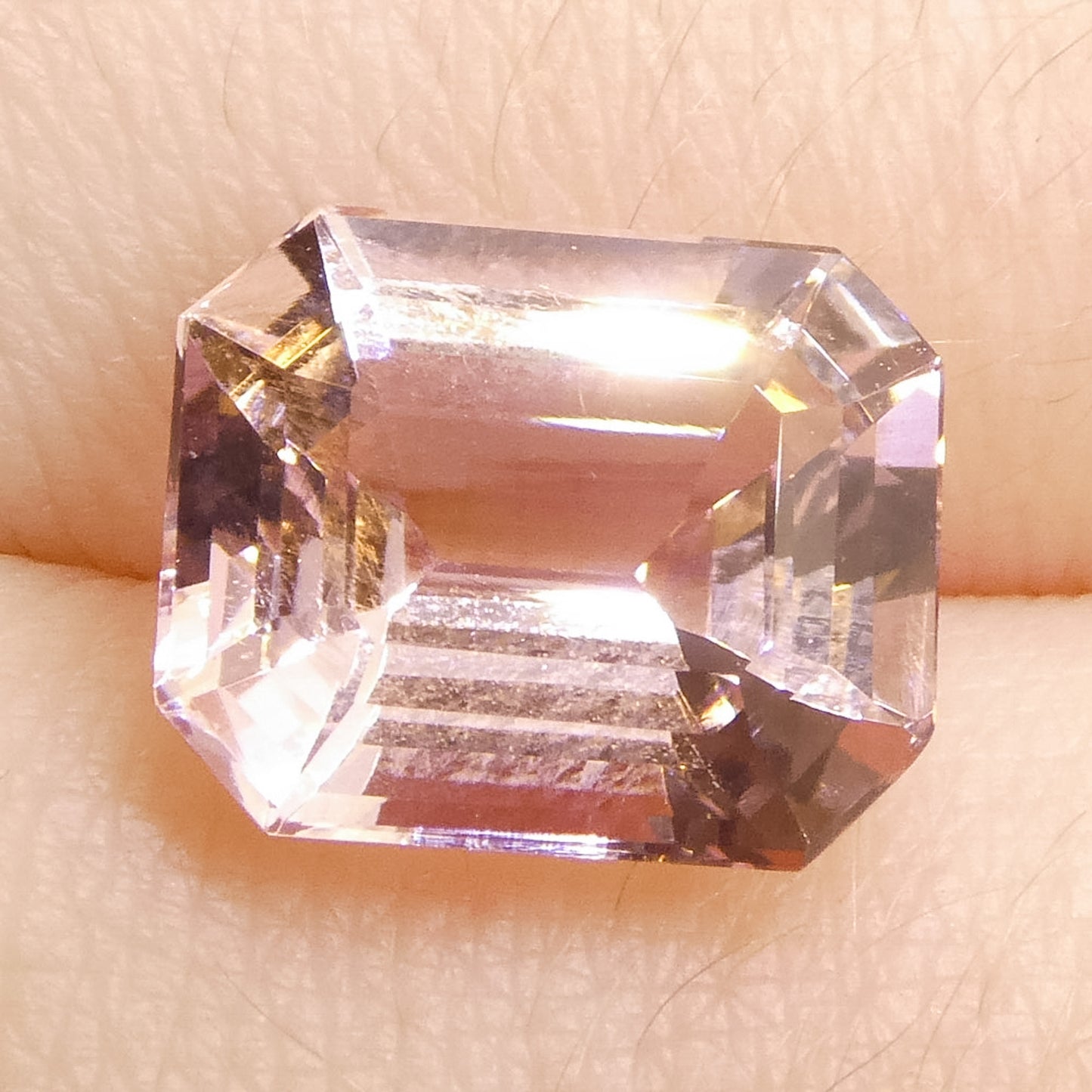 4.88ct Octagonal/Emerald Cut Orangy Pink Morganite from Brazil, Unheated - Skyjems Wholesale Gemstones