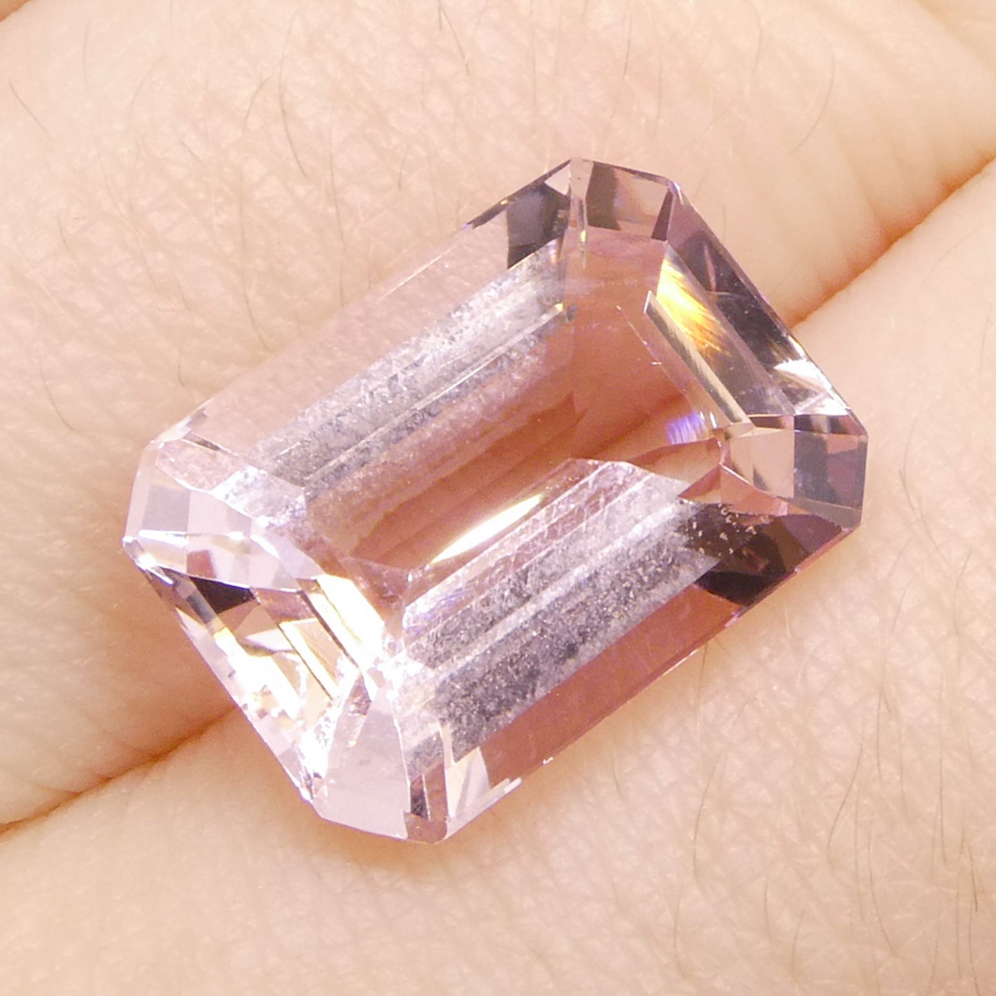 6.03ct Octagonal/Emerald Cut Orangy Pink Morganite from Brazil, Unheated - Skyjems Wholesale Gemstones