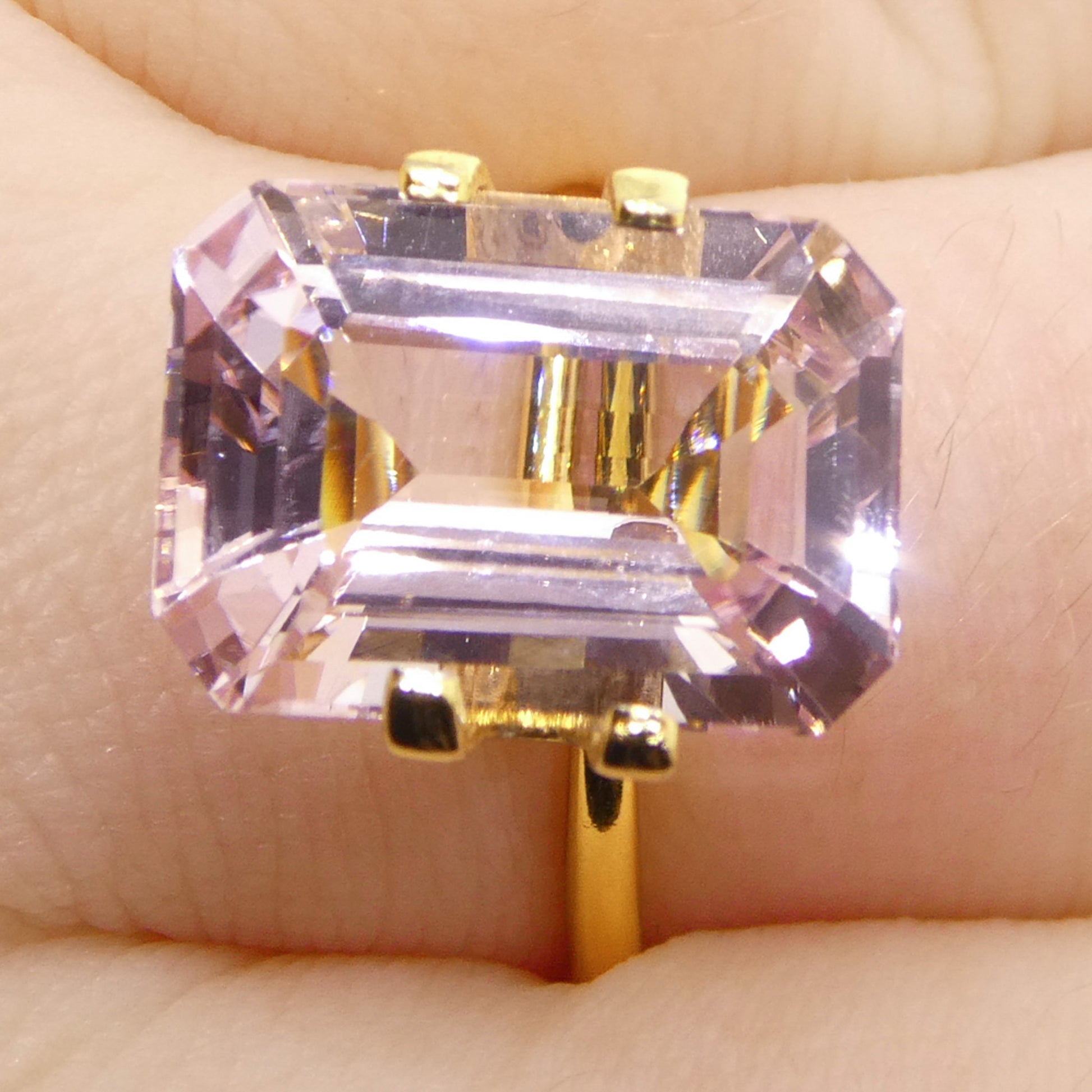 6.03ct Octagonal/Emerald Cut Orangy Pink Morganite from Brazil, Unheated - Skyjems Wholesale Gemstones