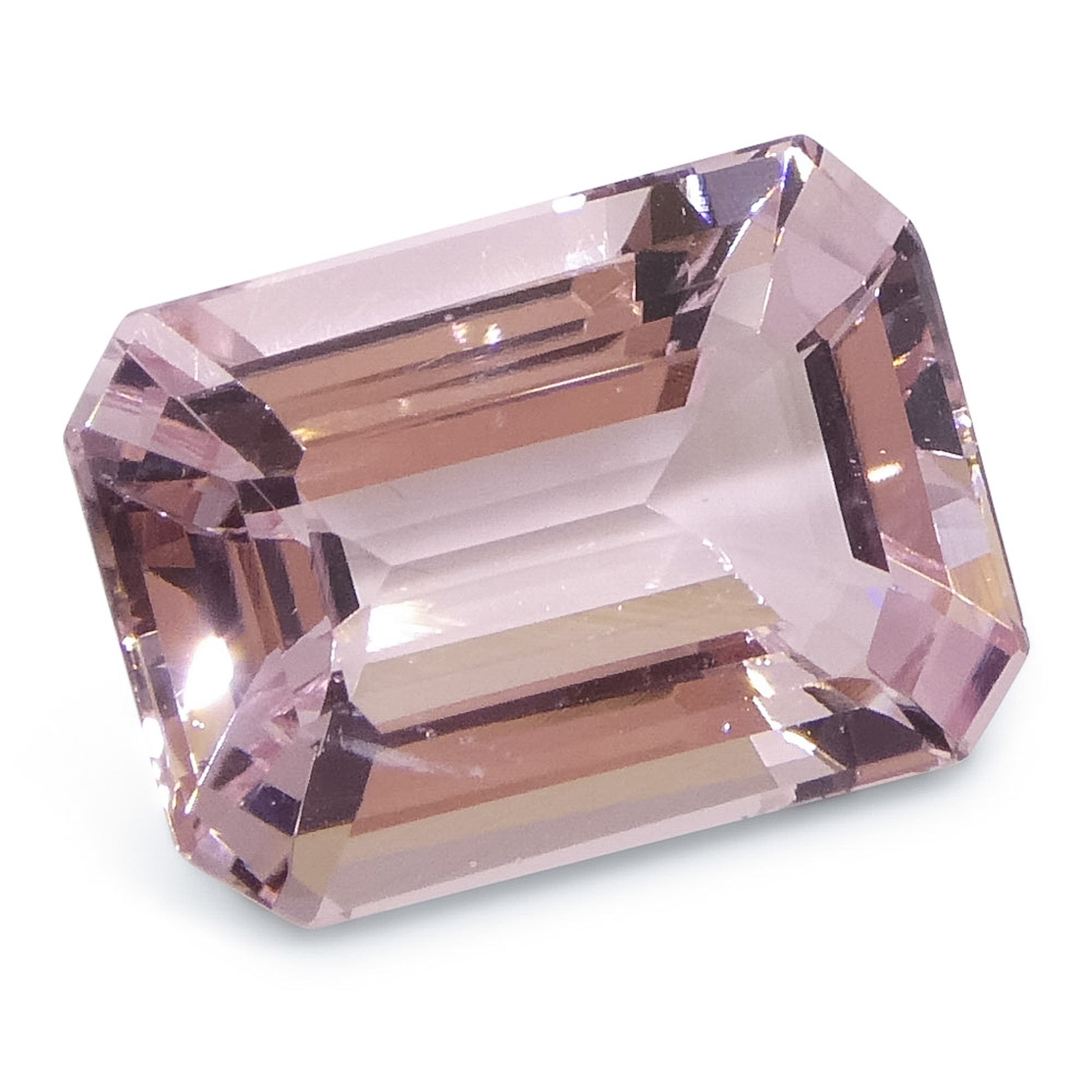 6.03ct Octagonal/Emerald Cut Orangy Pink Morganite from Brazil, Unheated - Skyjems Wholesale Gemstones