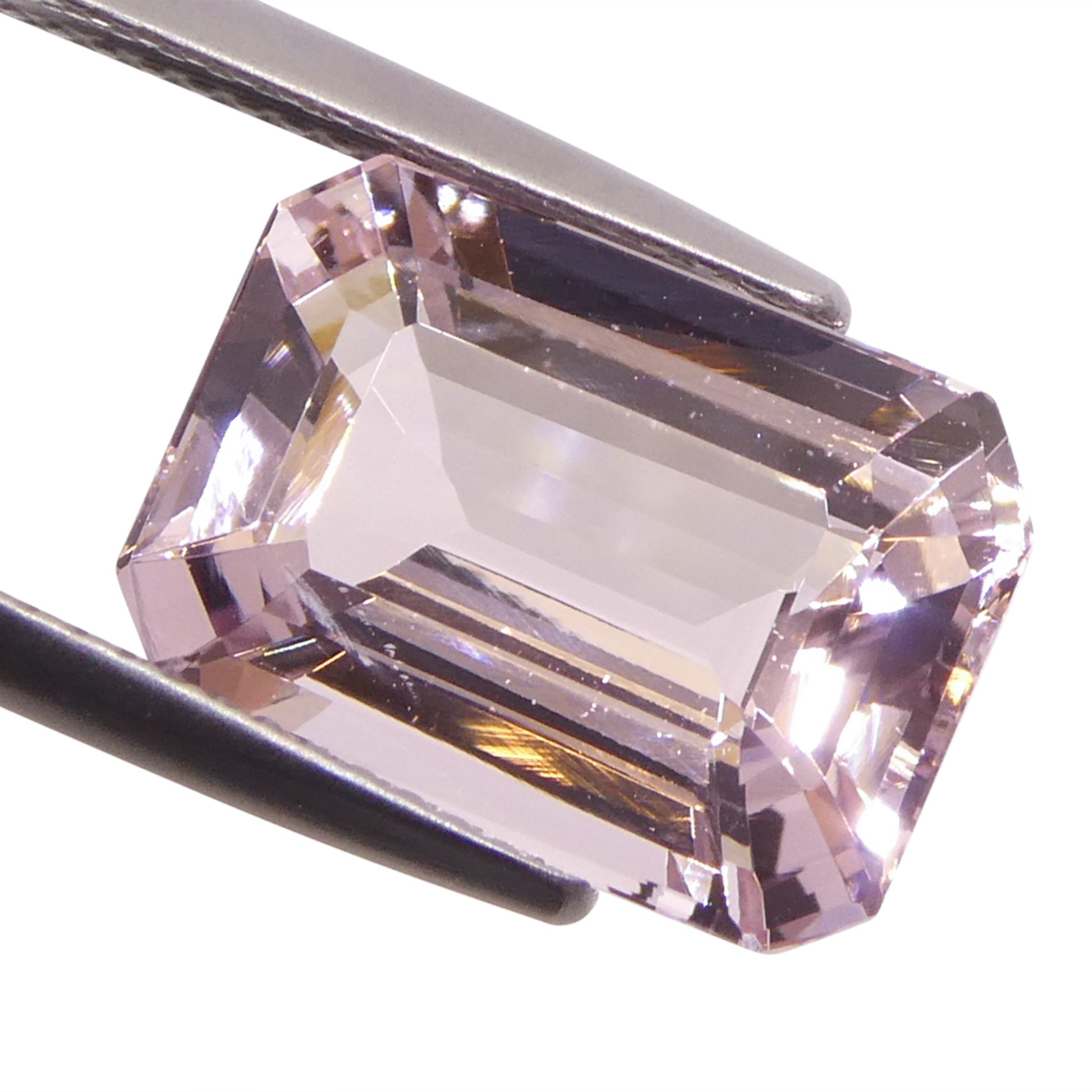 6.03ct Octagonal/Emerald Cut Orangy Pink Morganite from Brazil, Unheated - Skyjems Wholesale Gemstones