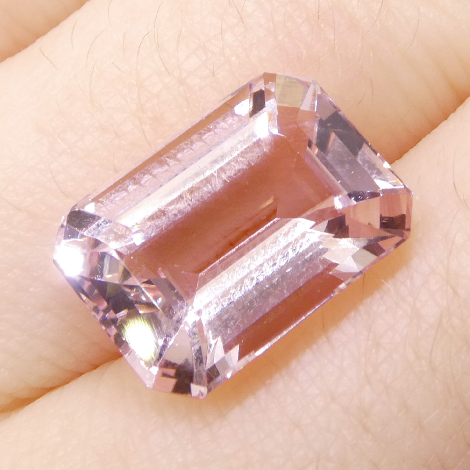 6.03ct Octagonal/Emerald Cut Orangy Pink Morganite from Brazil, Unheated - Skyjems Wholesale Gemstones