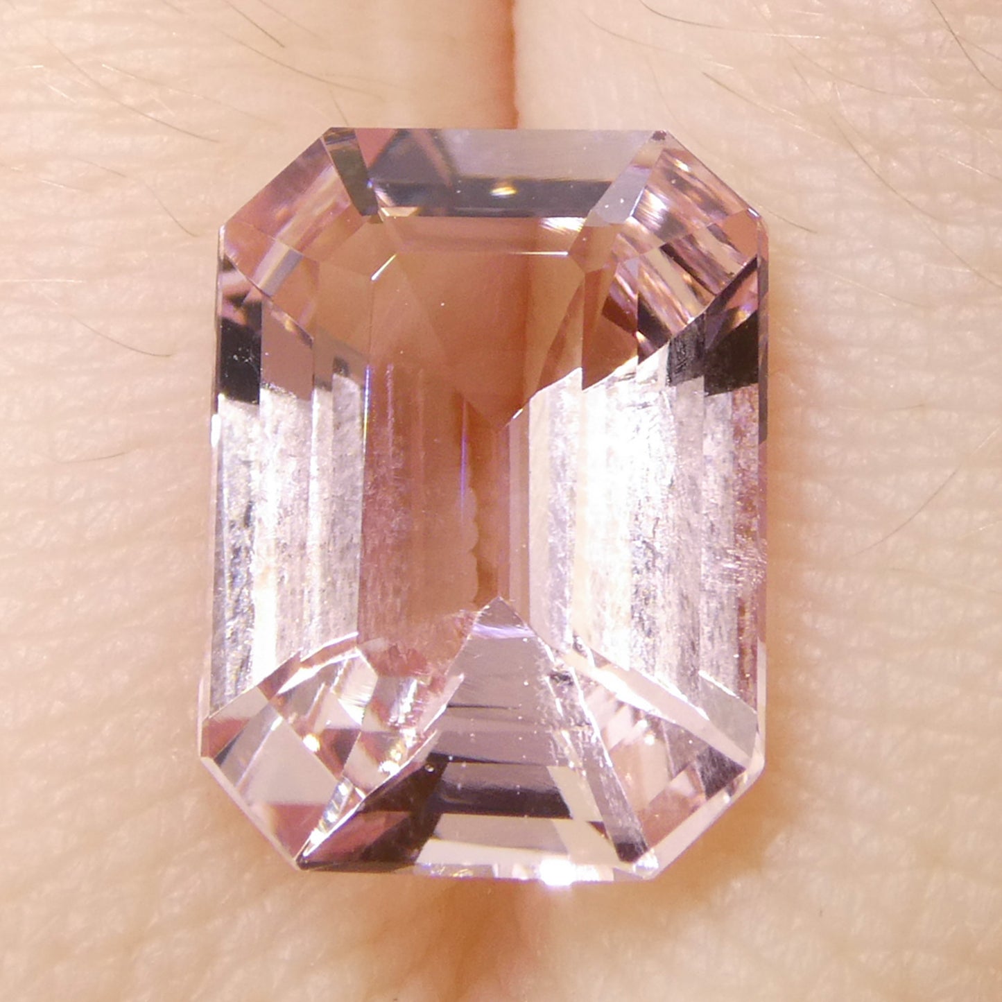 5.13ct Octagonal/Emerald Cut Orangy Pink Morganite from Brazil, Unheated - Skyjems Wholesale Gemstones